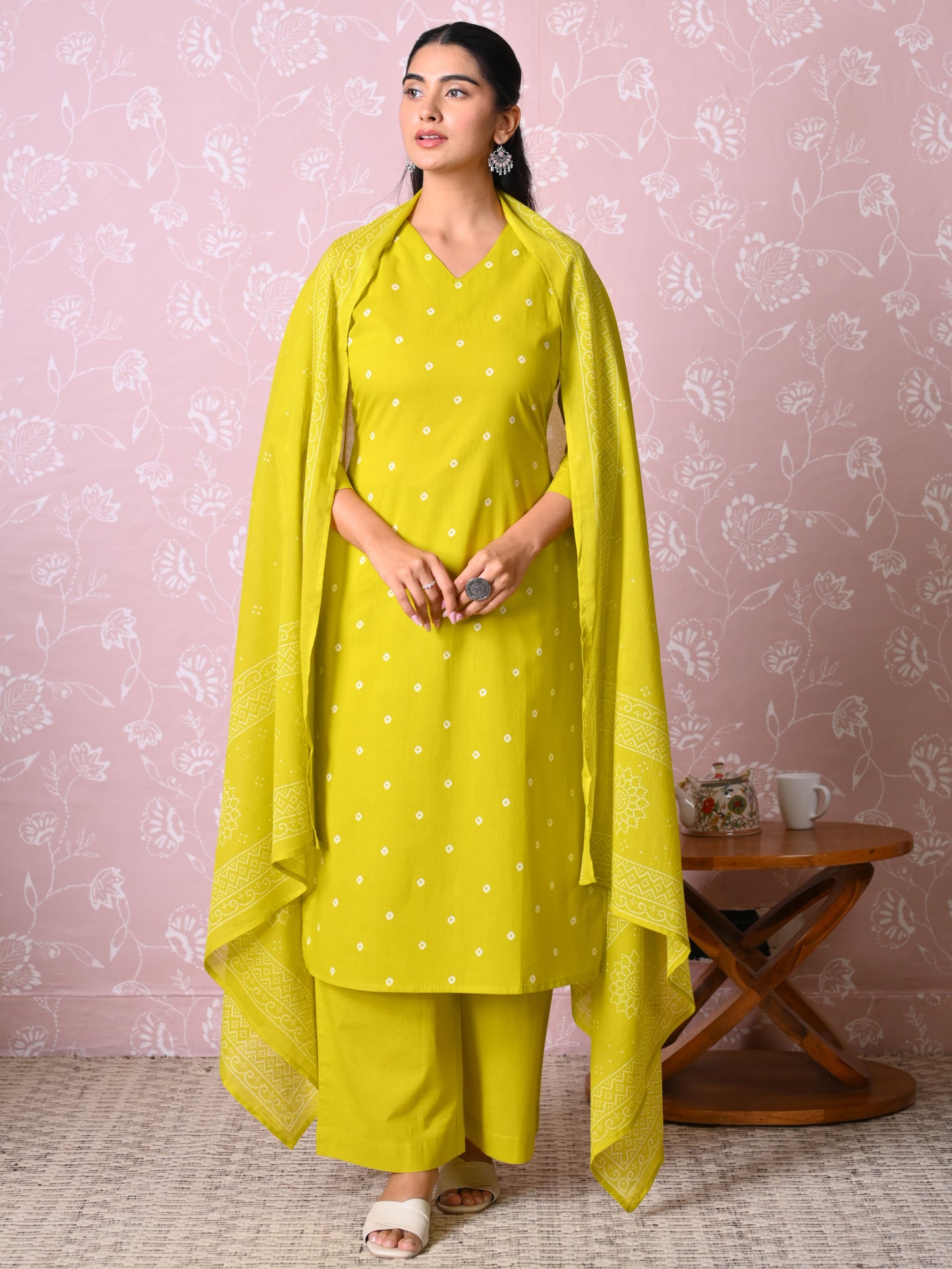Cotton voile Bandhani Green Dupatta