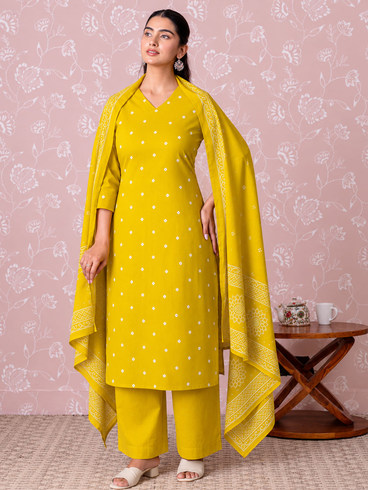 Cotton Voile Bandhani Green Dupatta