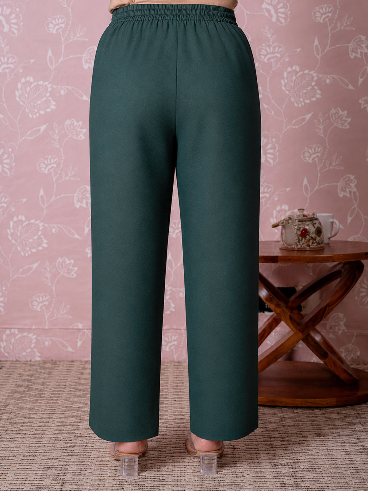 Soft Cotton Butta Straight Green Kurta