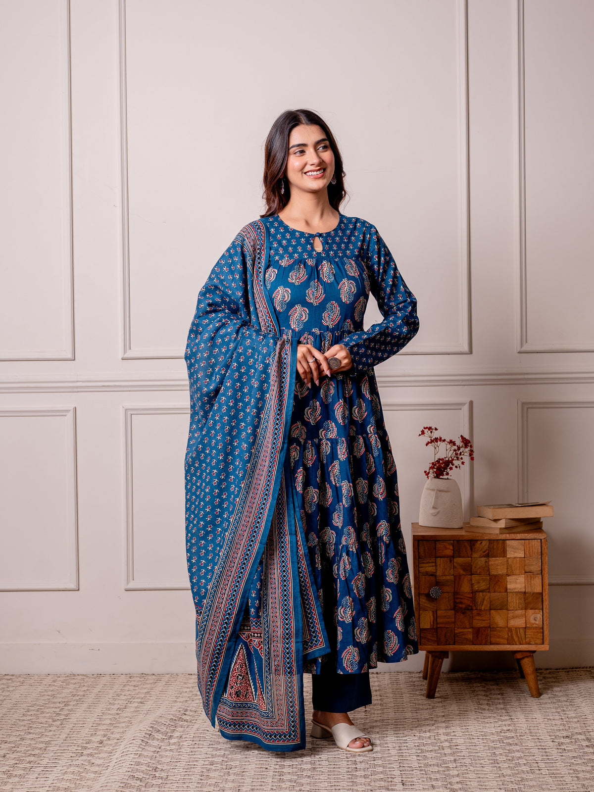 Cotton Voile Butta Indigo blue Dupatta