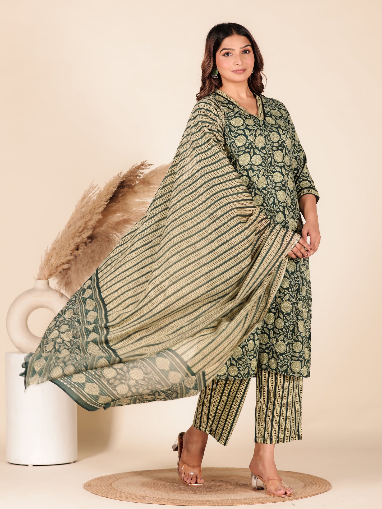 Voile Cotton Striped Blue Dupatta