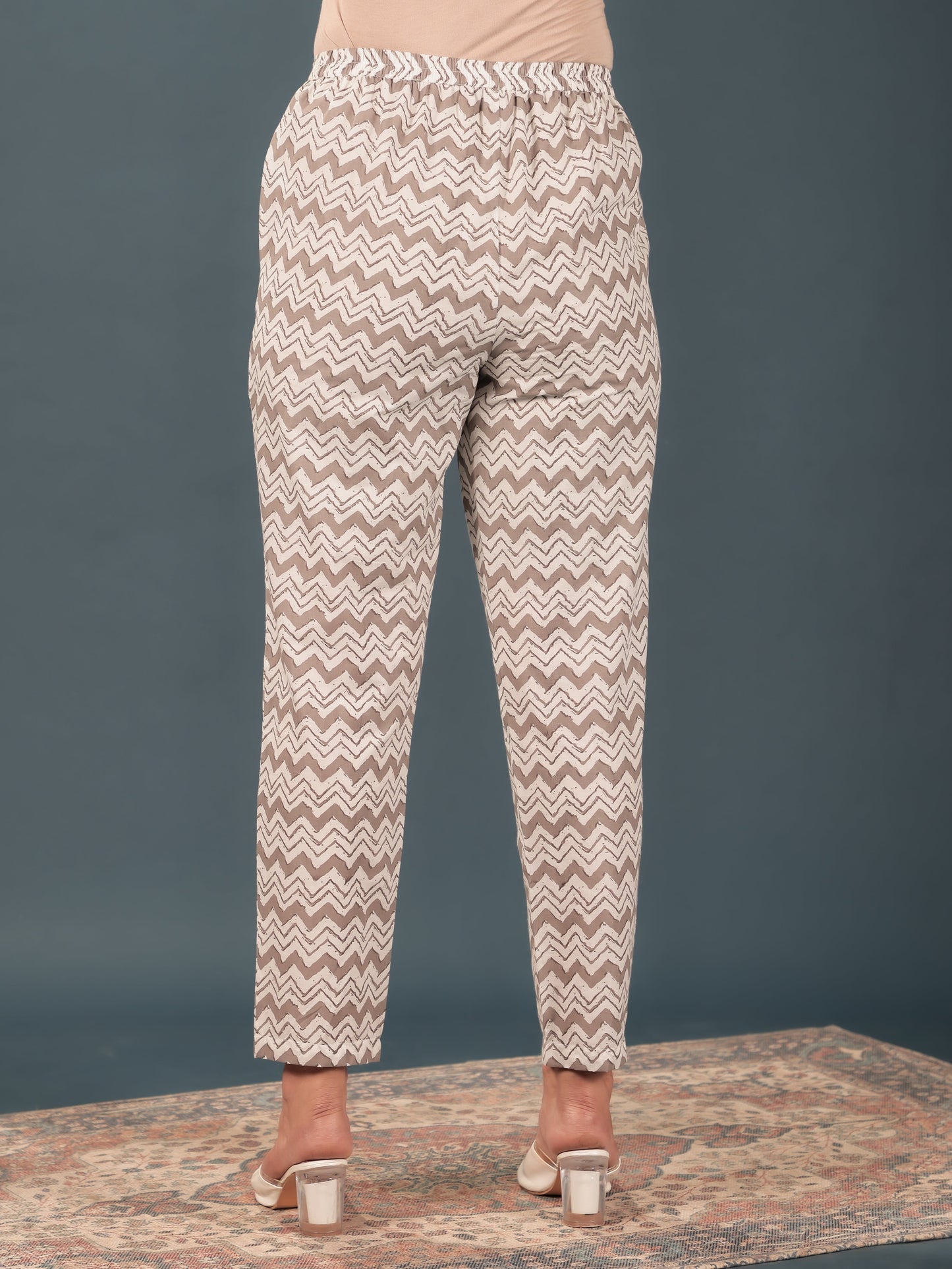 Soft Cotton Chevron Grey Tapered Trousers