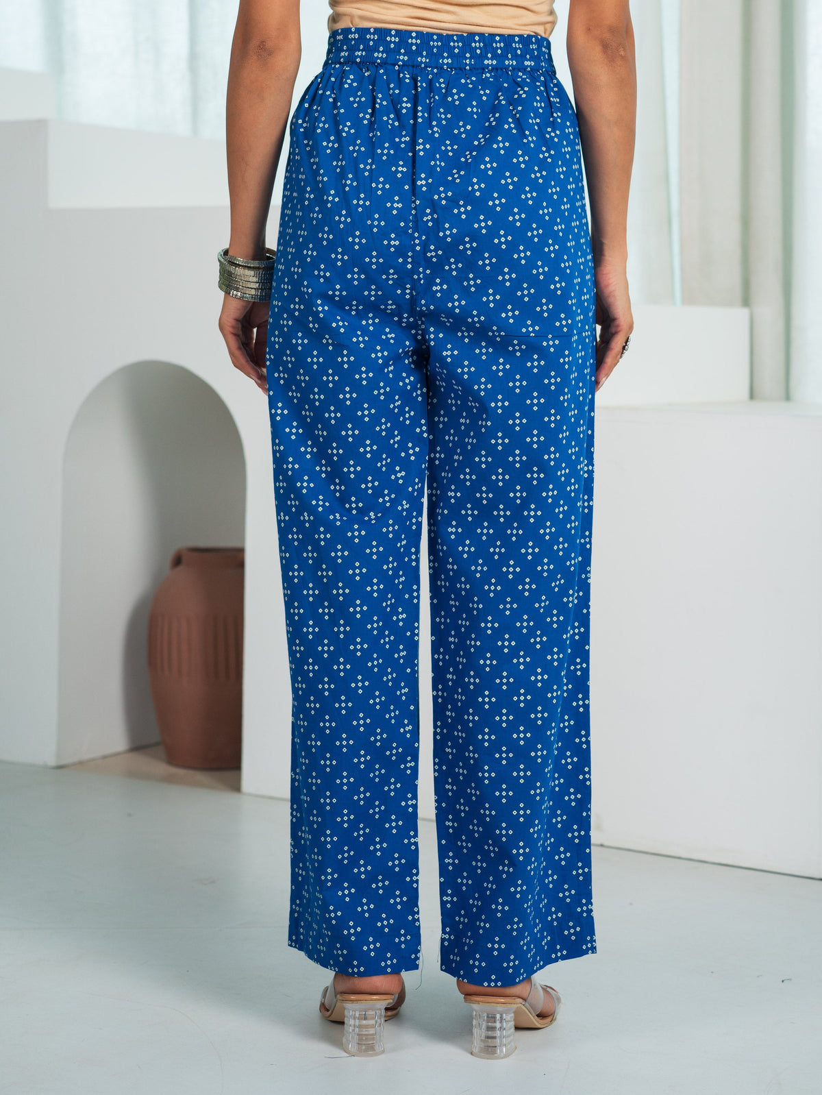 Soft Cotton Bandhani Flared Blue Kurta