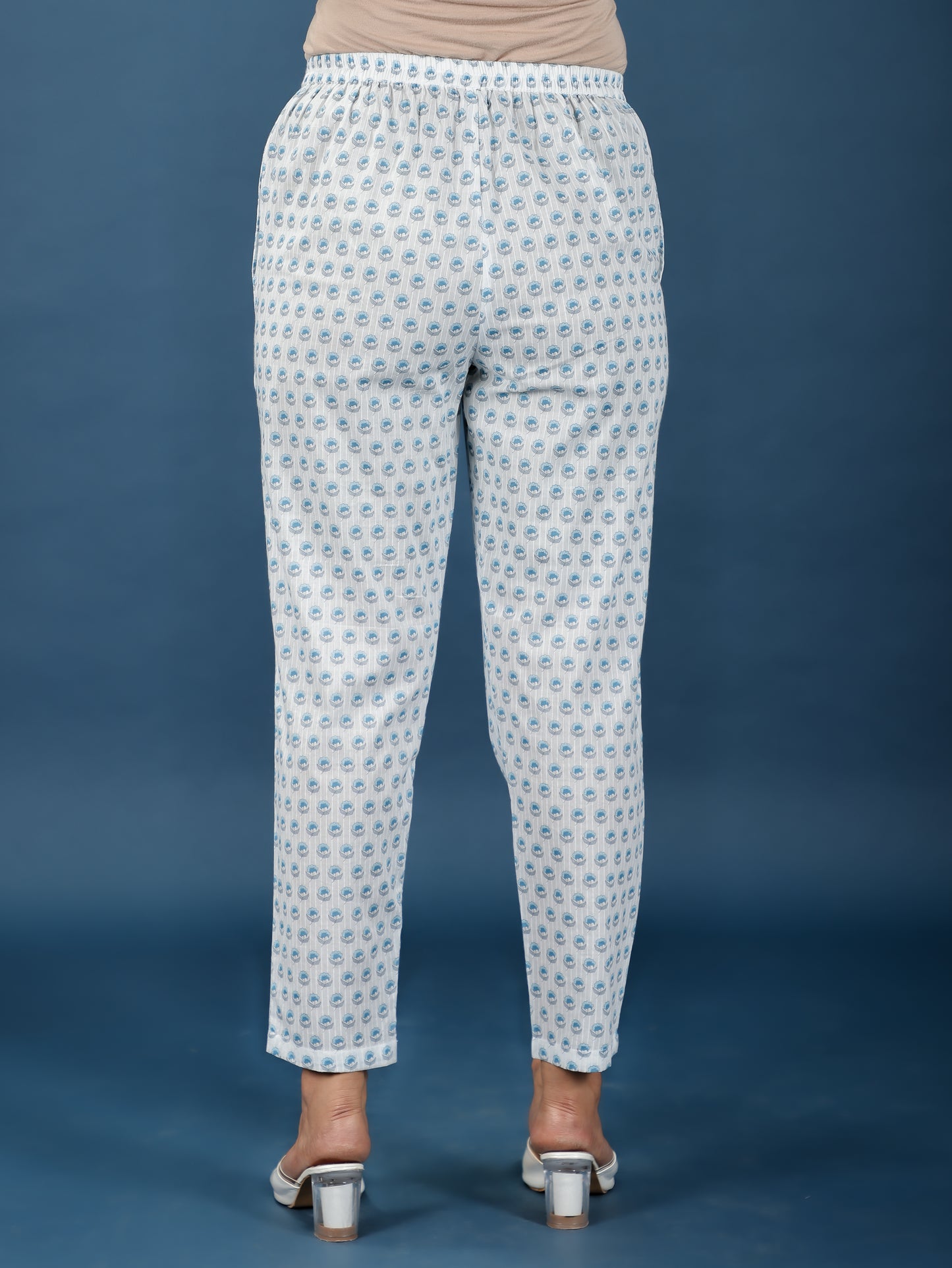 Soft Cotton Floral A-line White Kurta