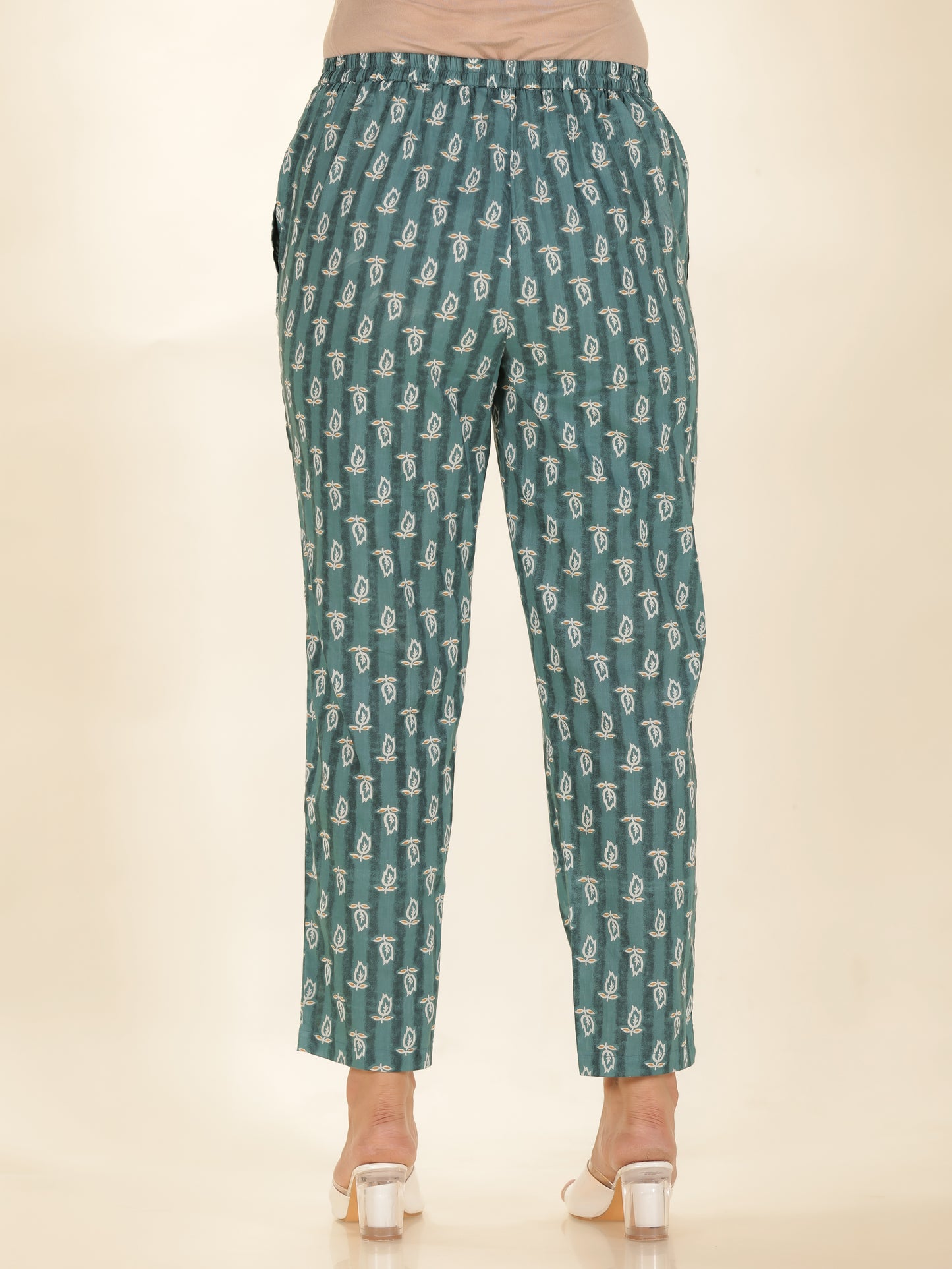 Soft Cotton Floral Blue Tapered Trousers