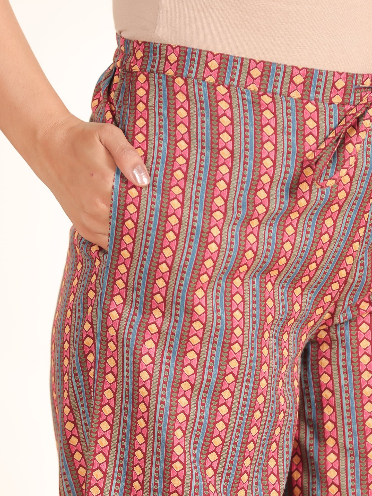Soft Cotton Striped Maroon Palazzo