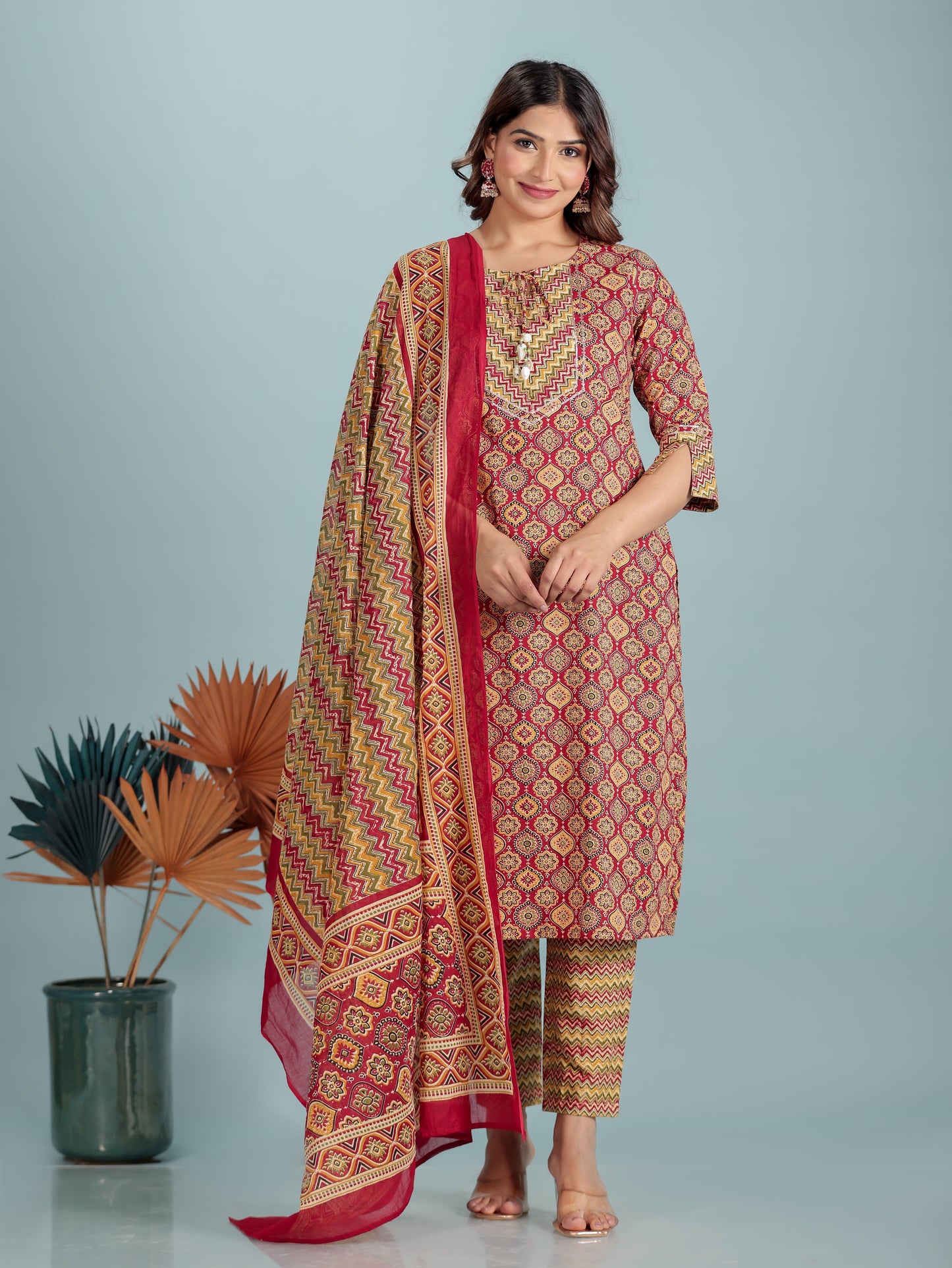 Voile Cotton Red Dupatta