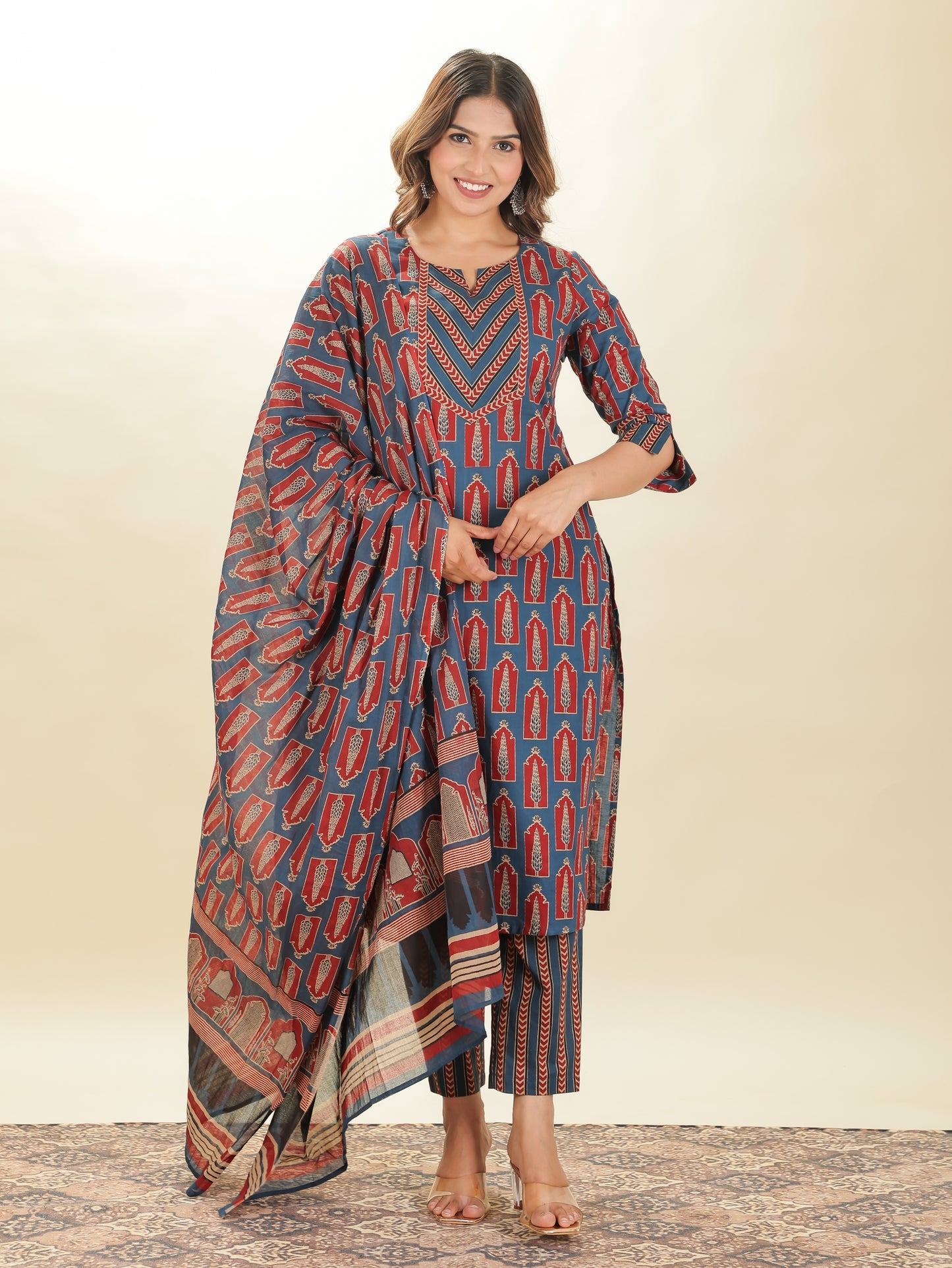 Voile Cotton Abstract Blue Dupatta