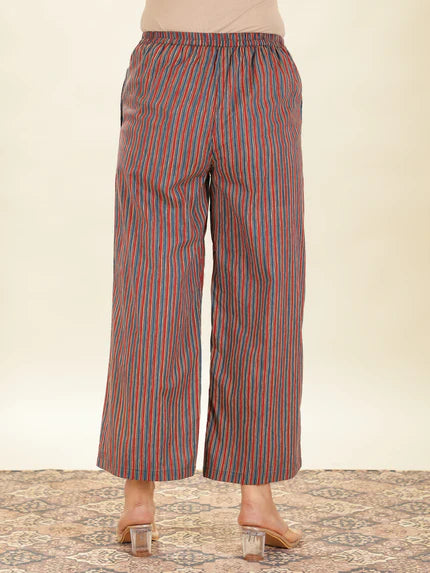 Soft Cotton Striped Red Palazzo