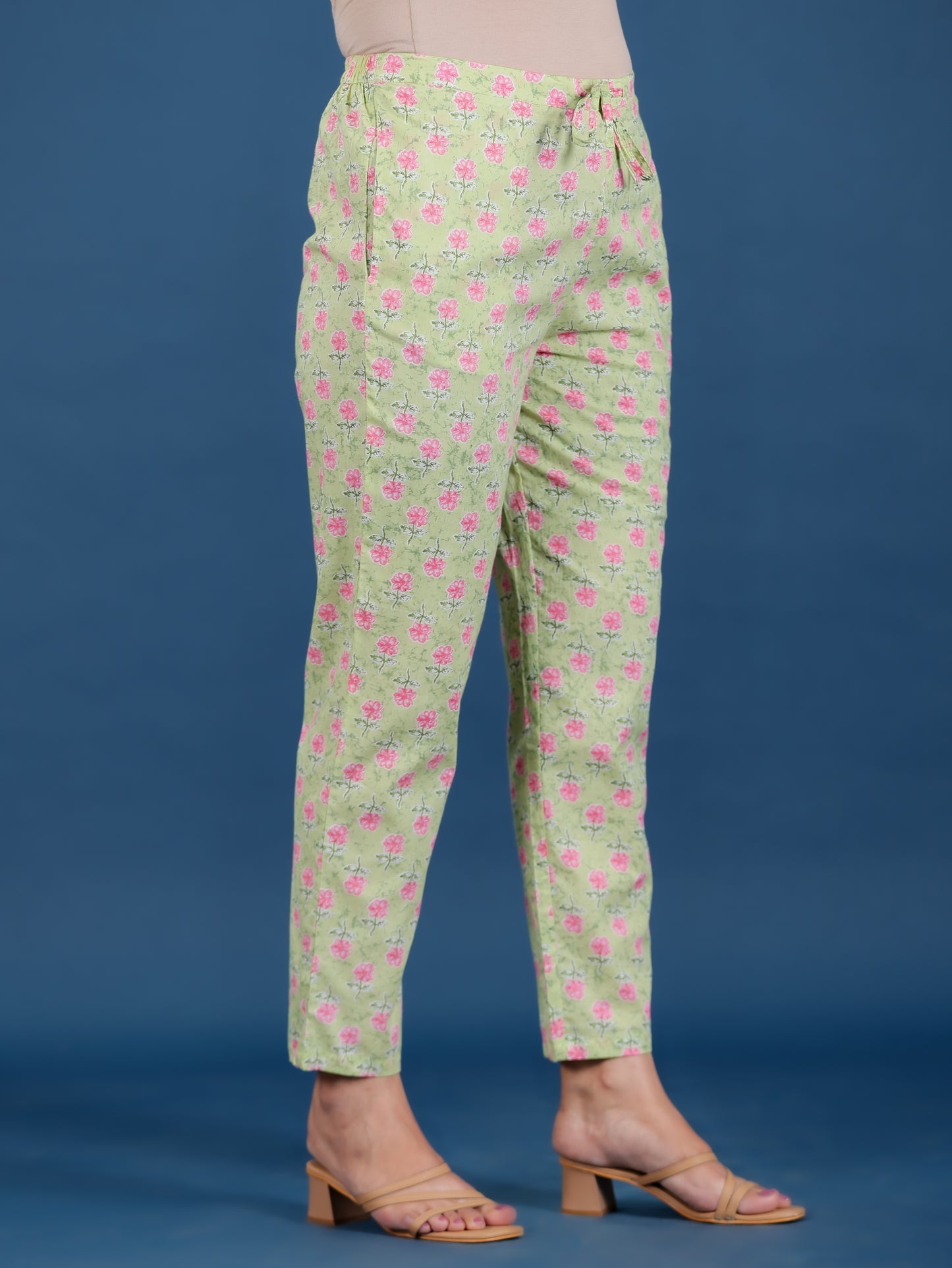 Soft Cotton Floral Straight Green Kurta