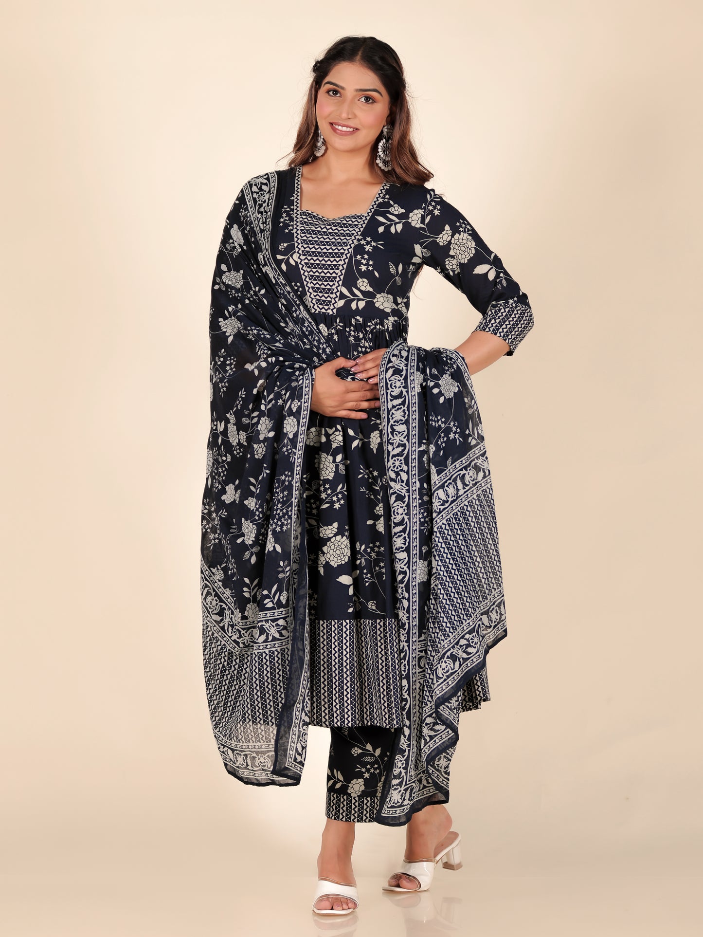 Cotton Voile Striped Blue Dupatta