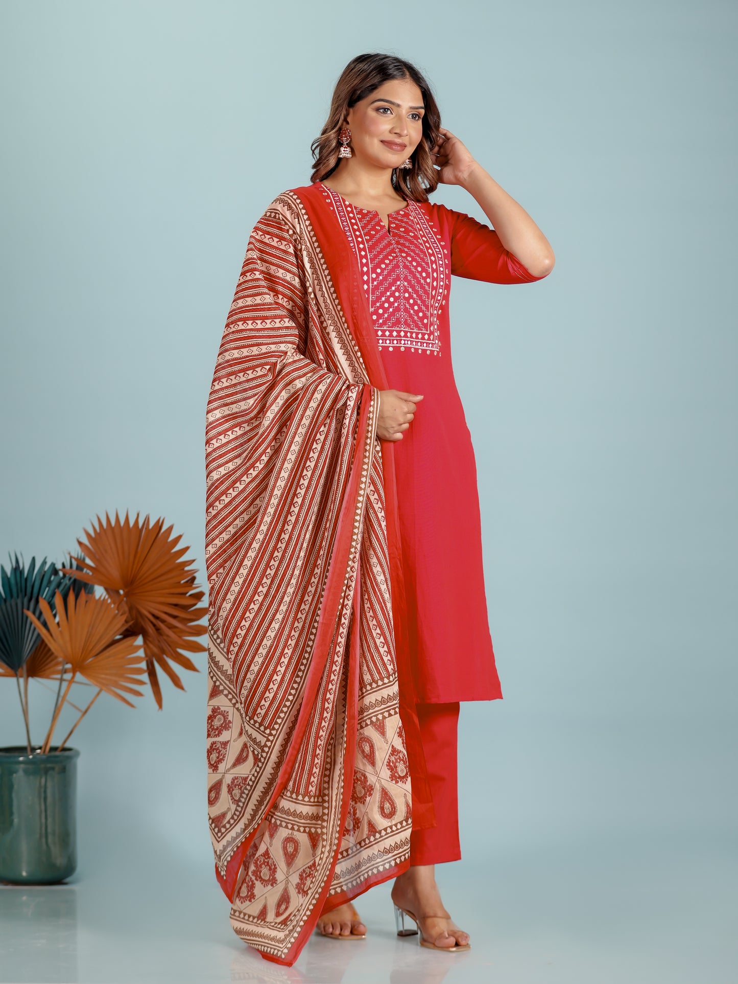 Voile Cotton Tribal Beige Dupatta