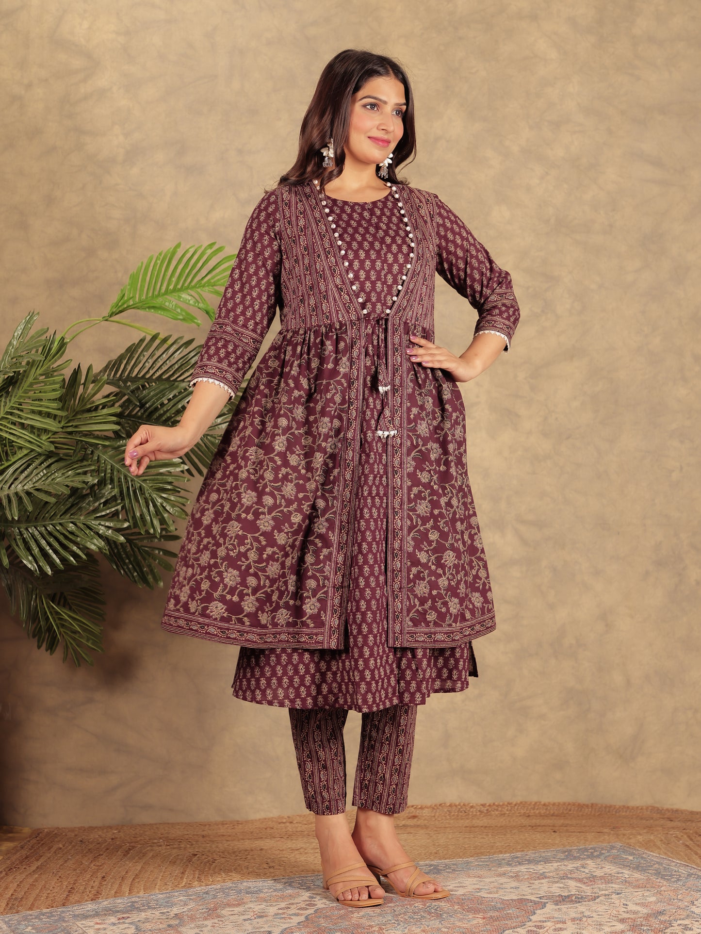 Soft Cotton Ajrakh Aubergine Jacket