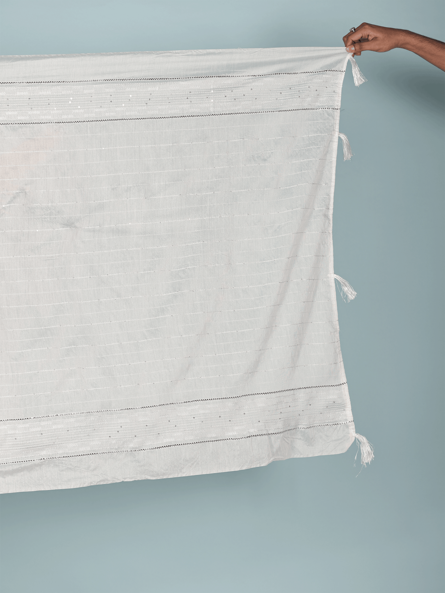 Chanderi Woven Design White Dupatta