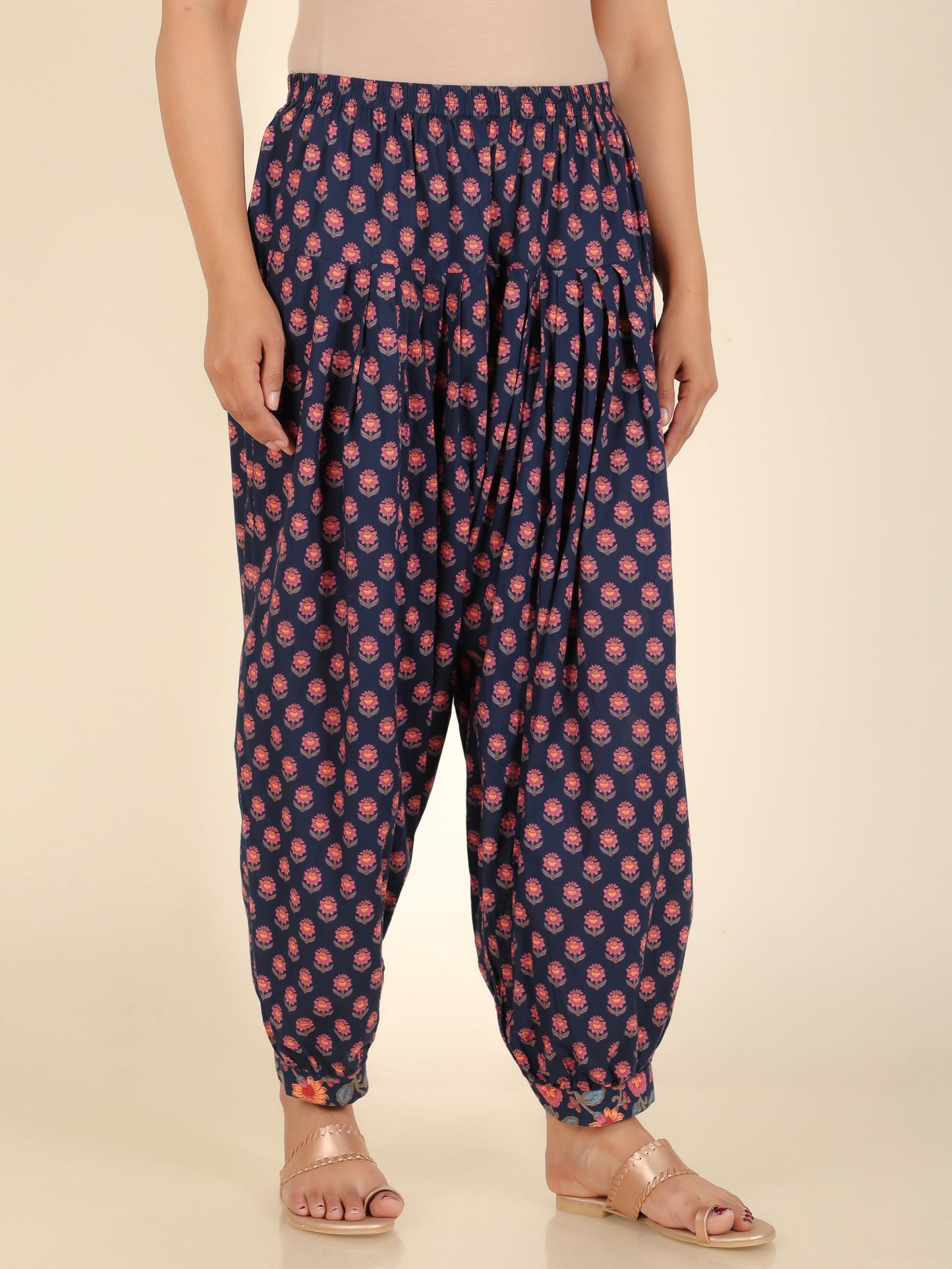 Soft Cotton Floral Straight Blue Kurta