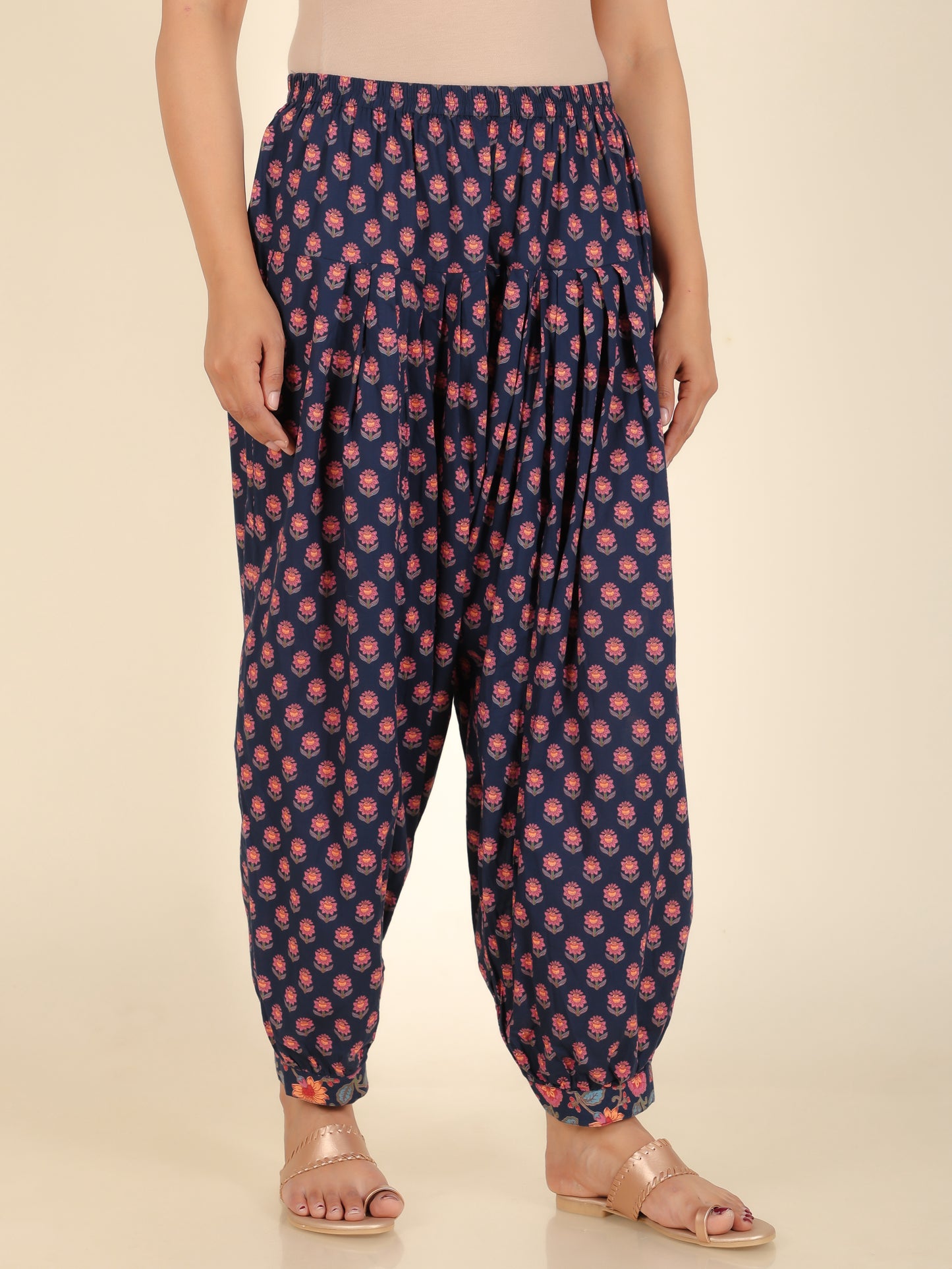 Soft Cotton Floral Straight Blue Kurta