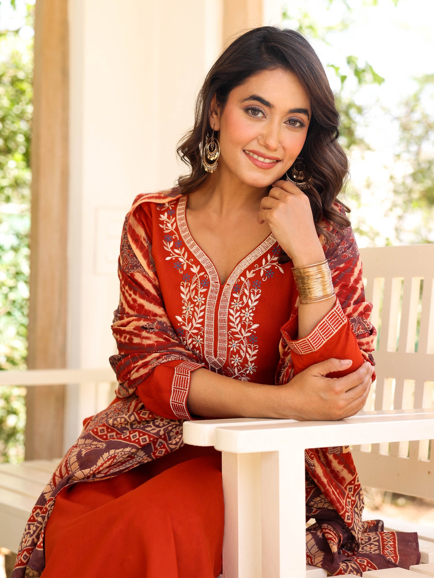 Voile Cotton Paisley Orange Dupatta