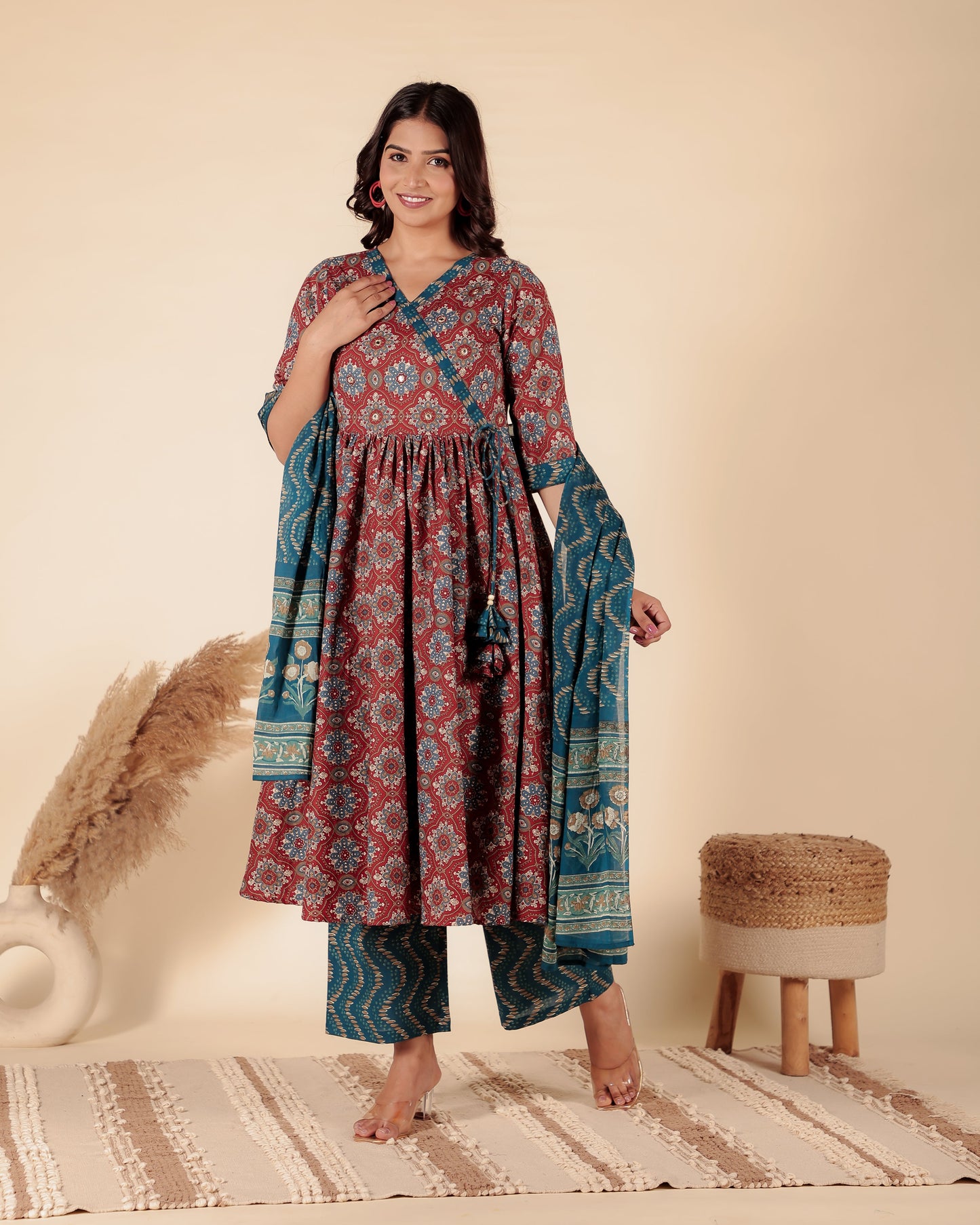 Voile Cotton Chevron Blue Dupatta