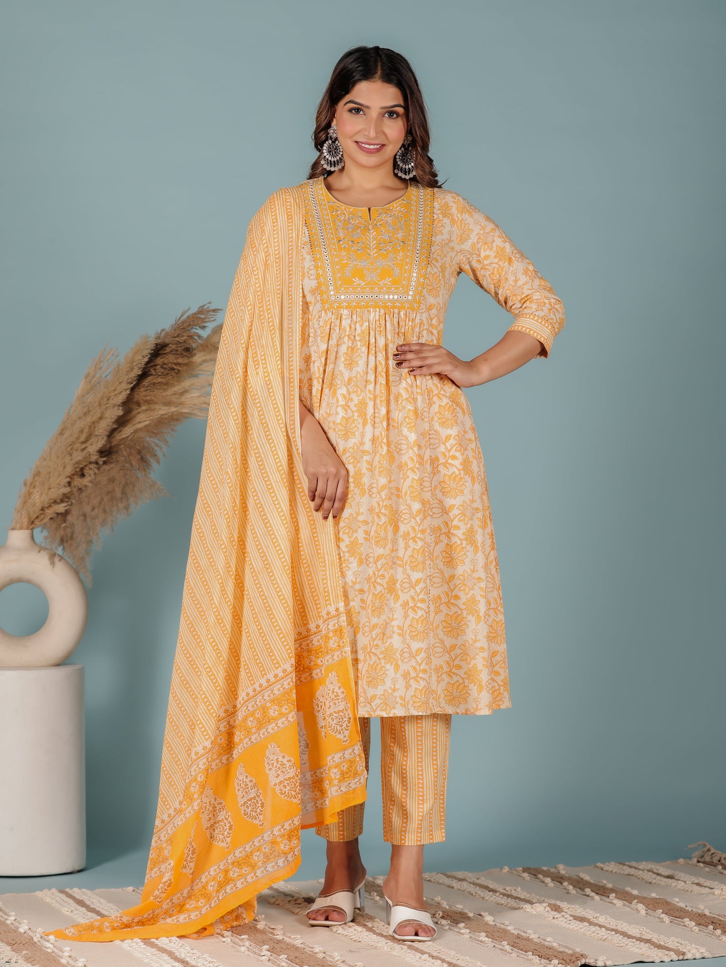 Voile Cotton Tribal Yellow Dupatta