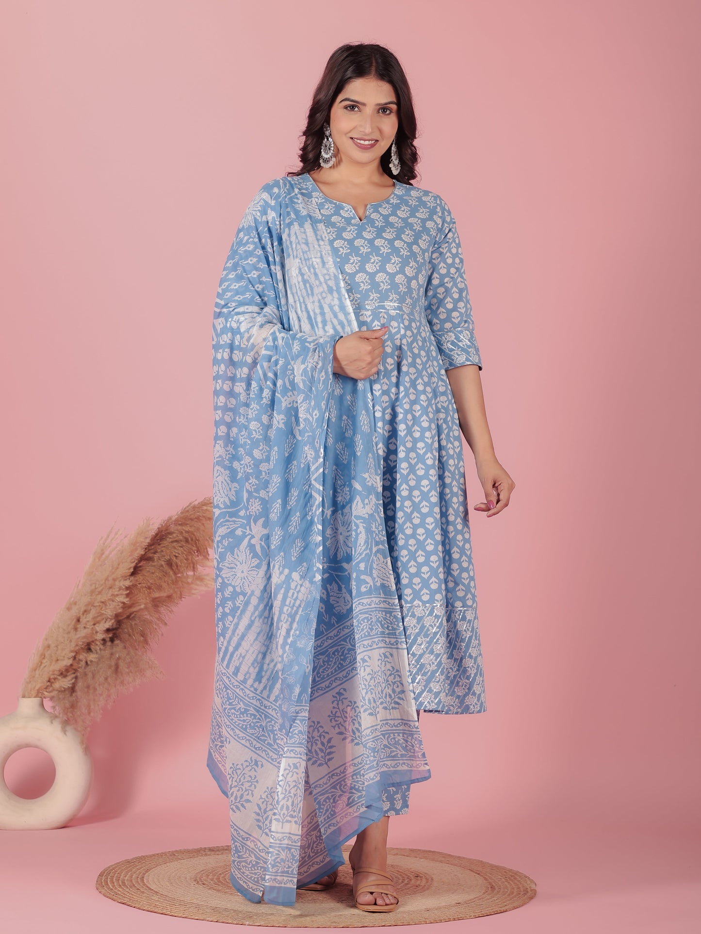 Voile Cotton Abstract Blue Dupatta
