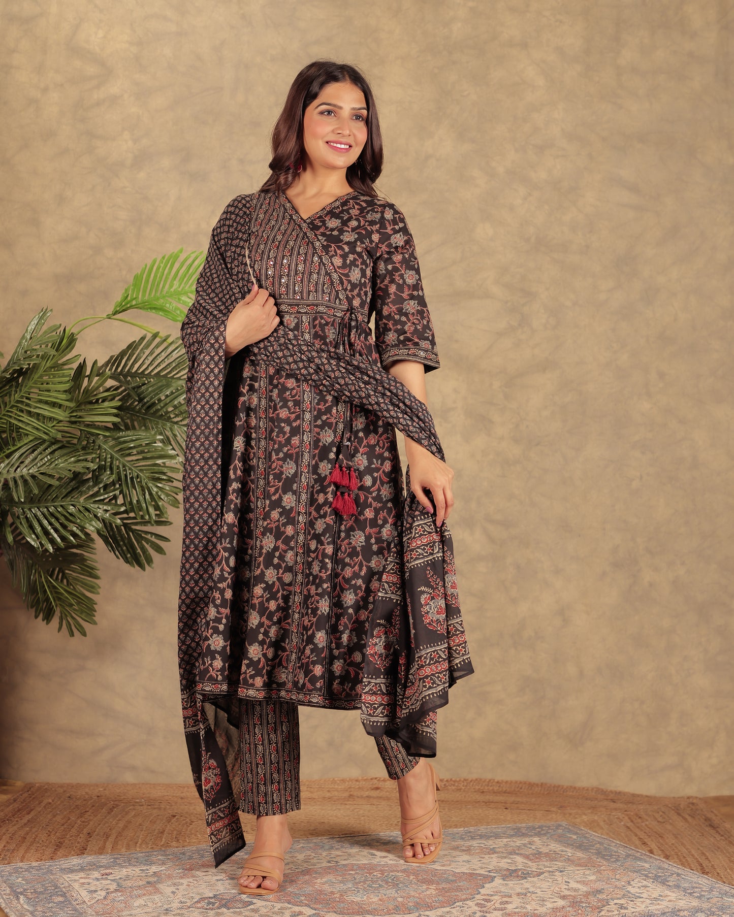 Voile Cotton Ajrakh Black Dupatta