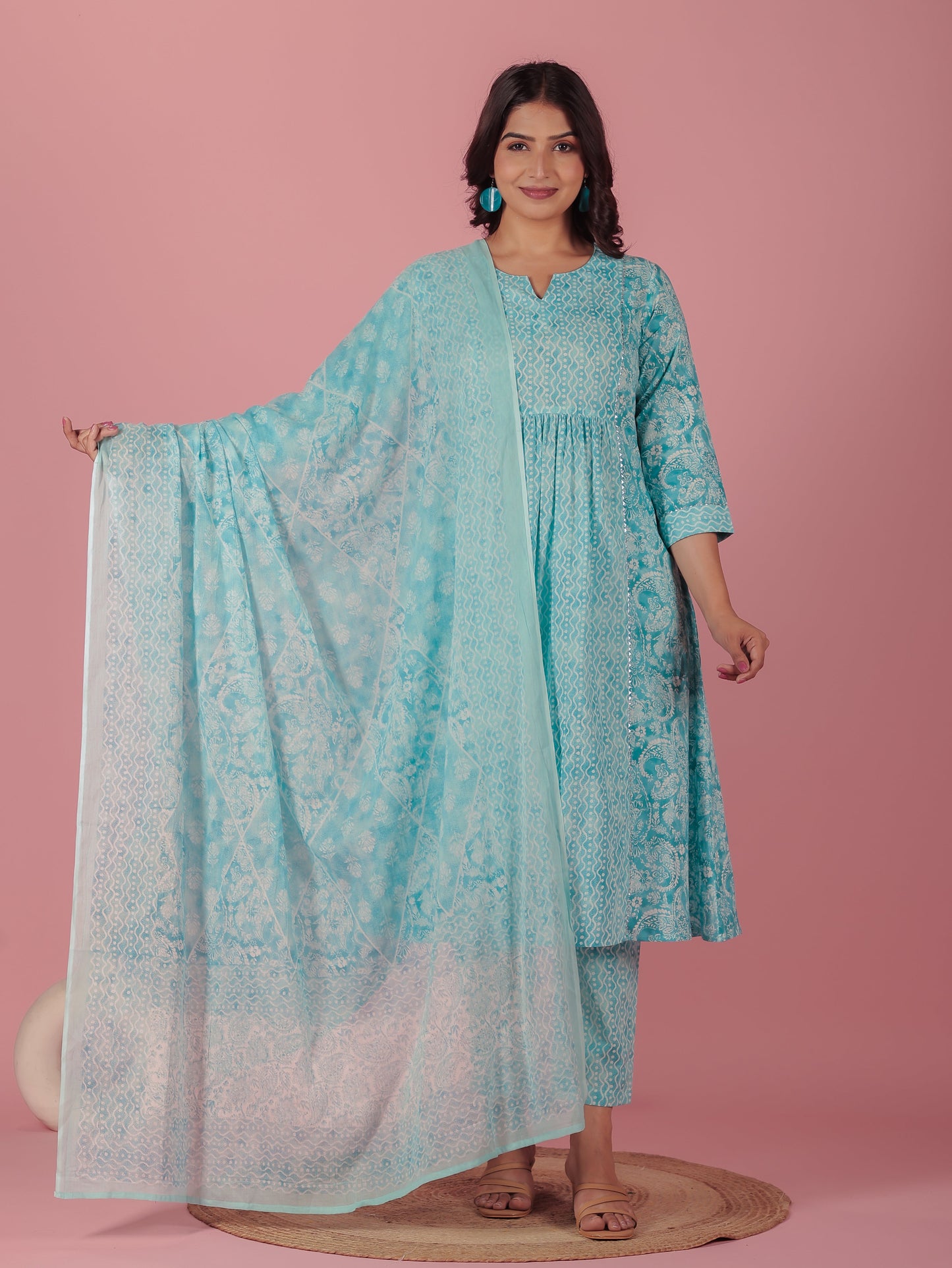 Voile Cotton Abstract Blue Dupatta