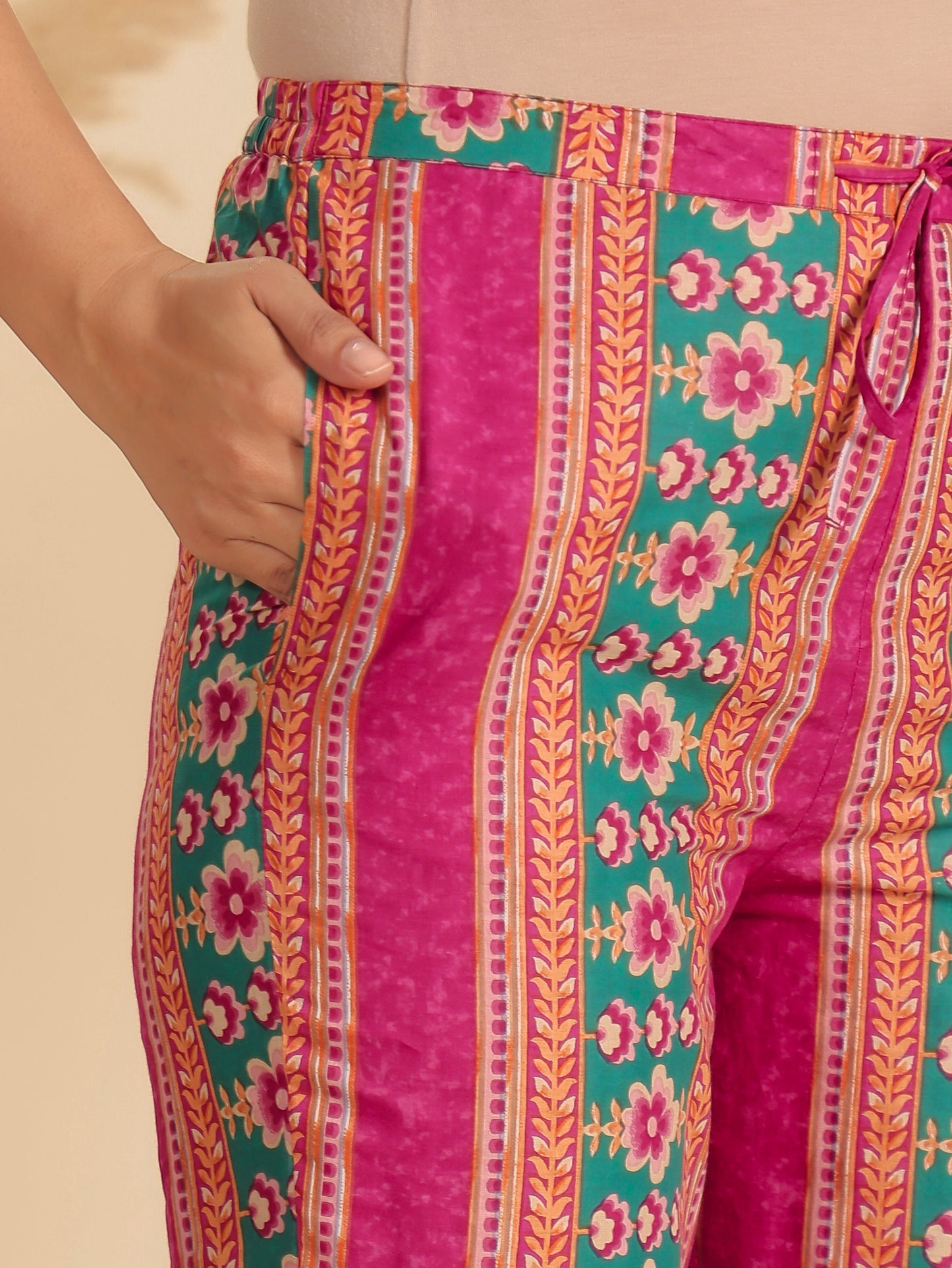 Embroidered Soft Cotton Block Print Flared Sea Green Kurta