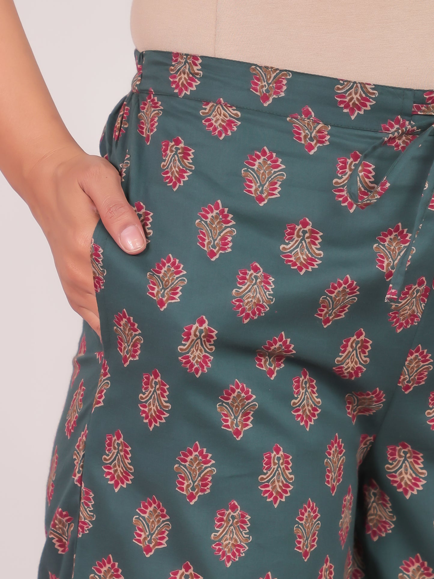 Soft Cotton Floral Green Palazzo