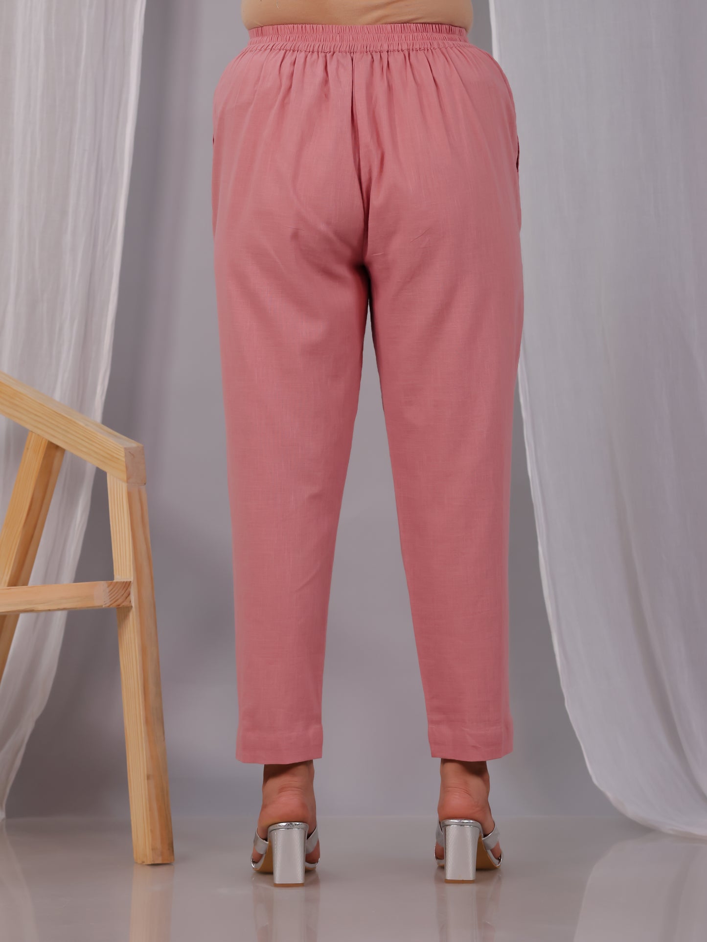 Natural Cotton Solid Anarkali Pink Kurta