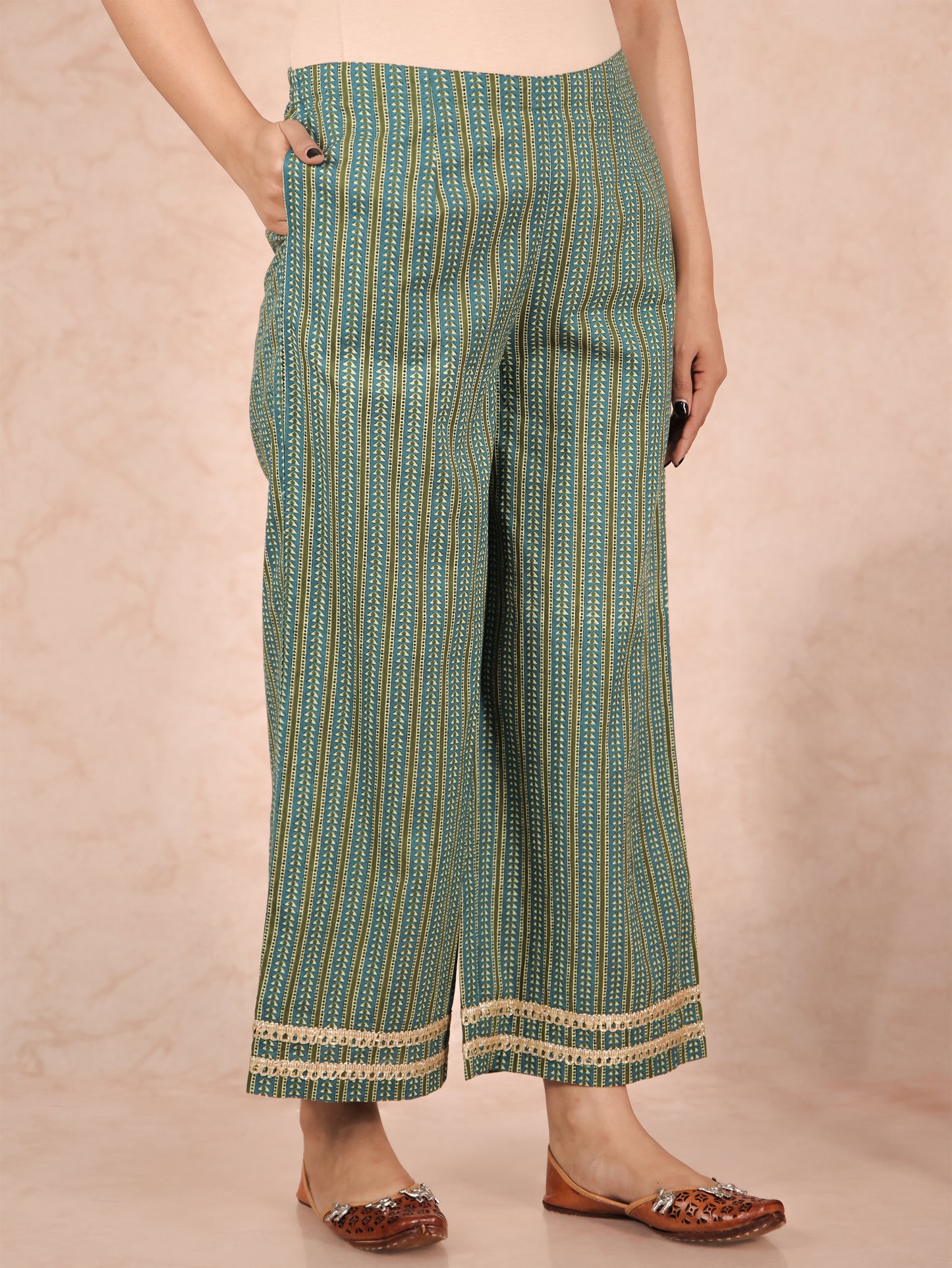 Soft Cotton Striped Blue Palazzo