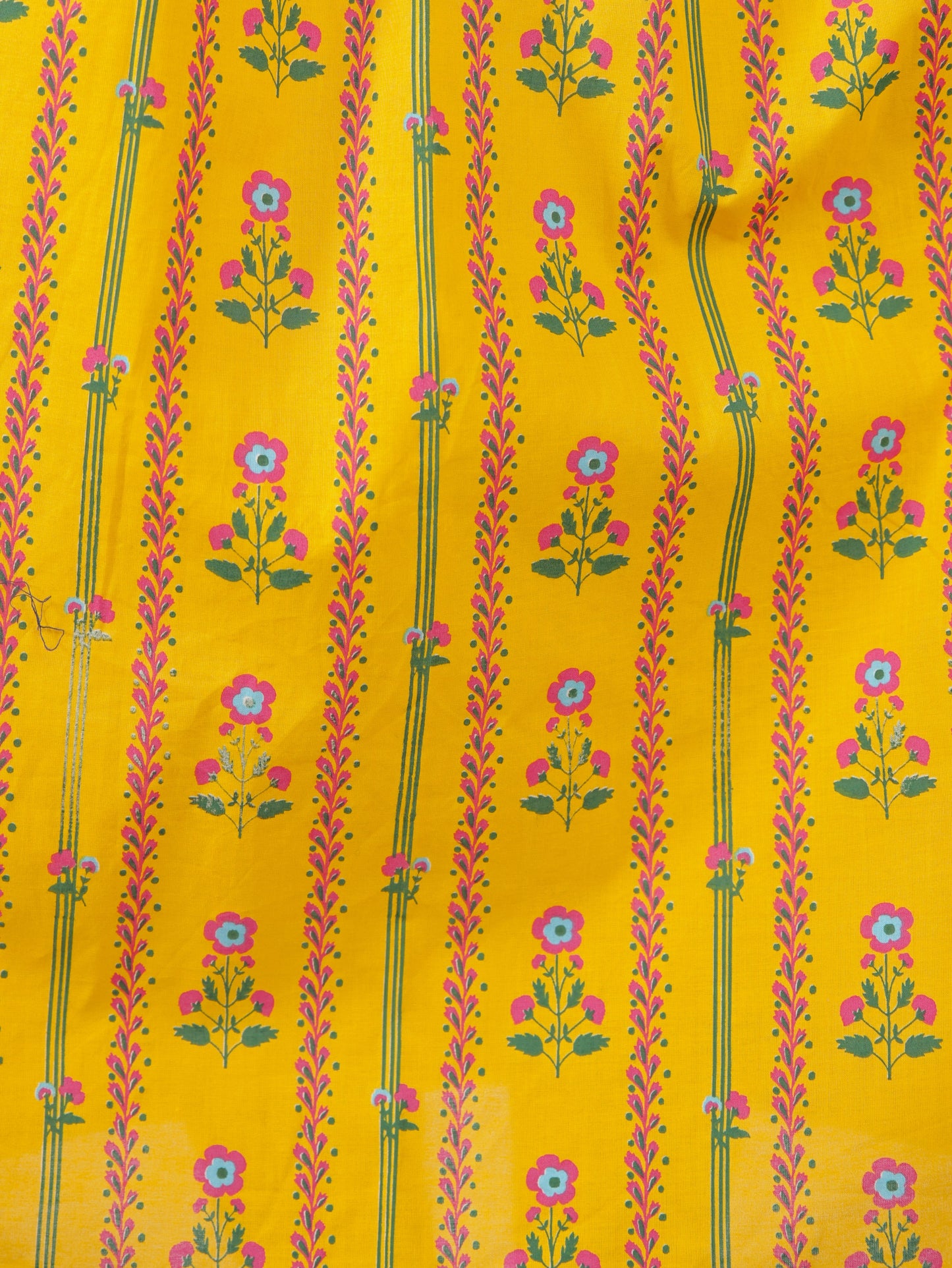 Soft Cotton Floral A-line Lemon Yellow Dress