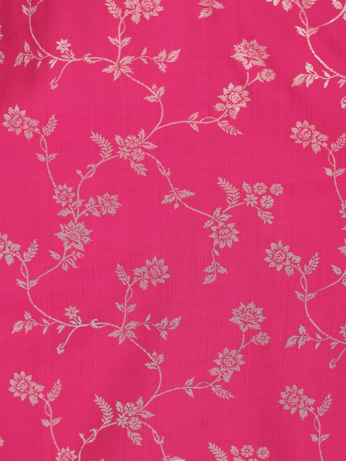 Blended Silk Floral Straight Royal Pink Kurta