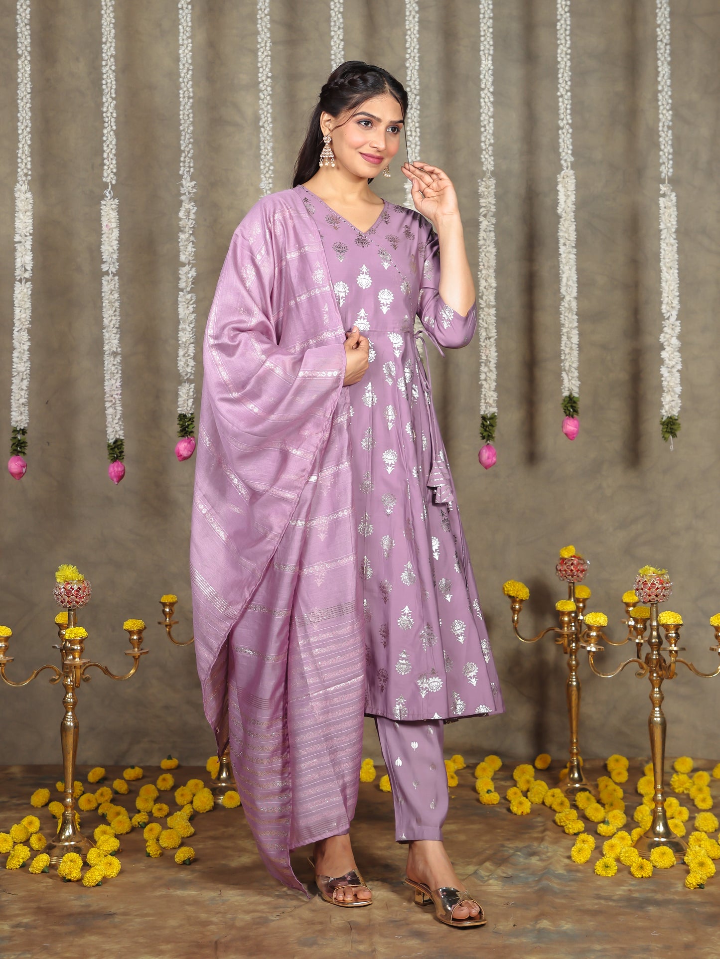 Chanderi Solid Purple Dupatta