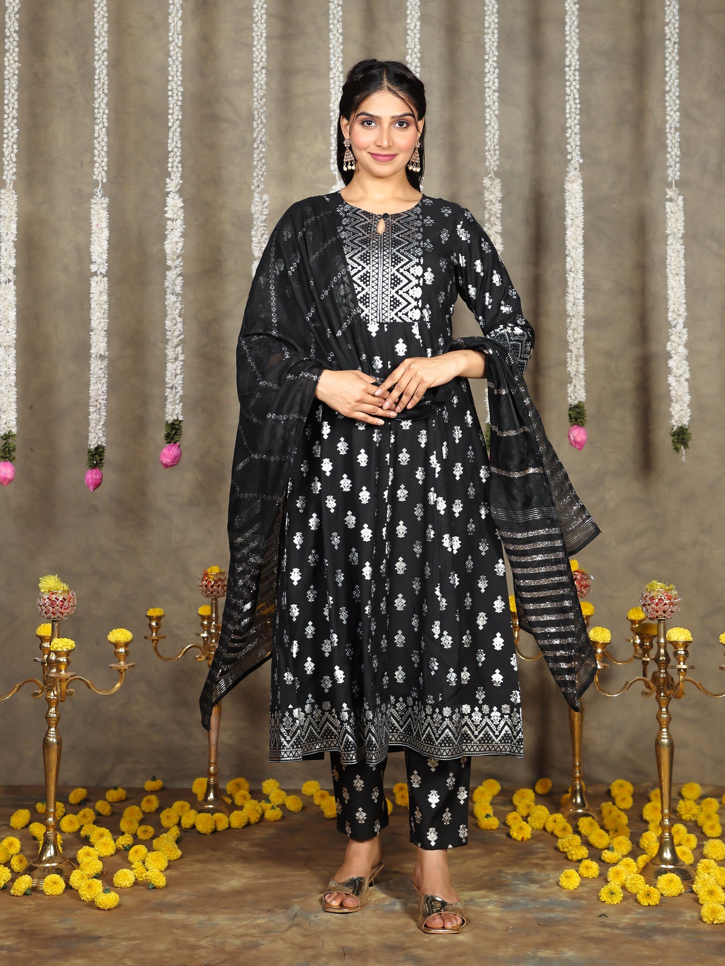 Chanderi Solid Black Dupatta