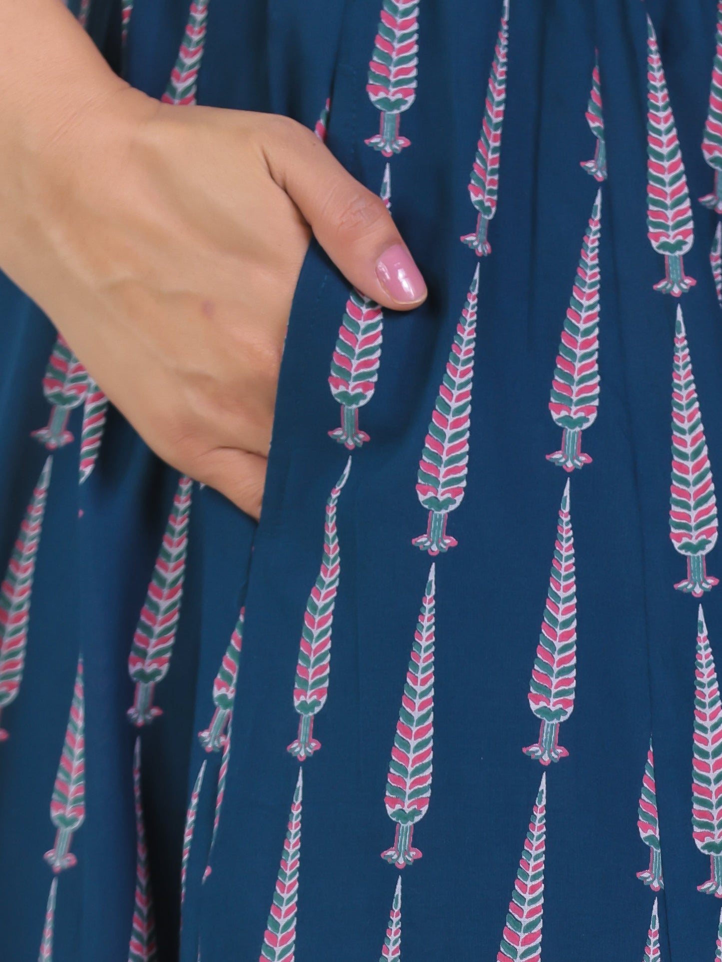Soft Cotton Ajrakh Blue Skirt