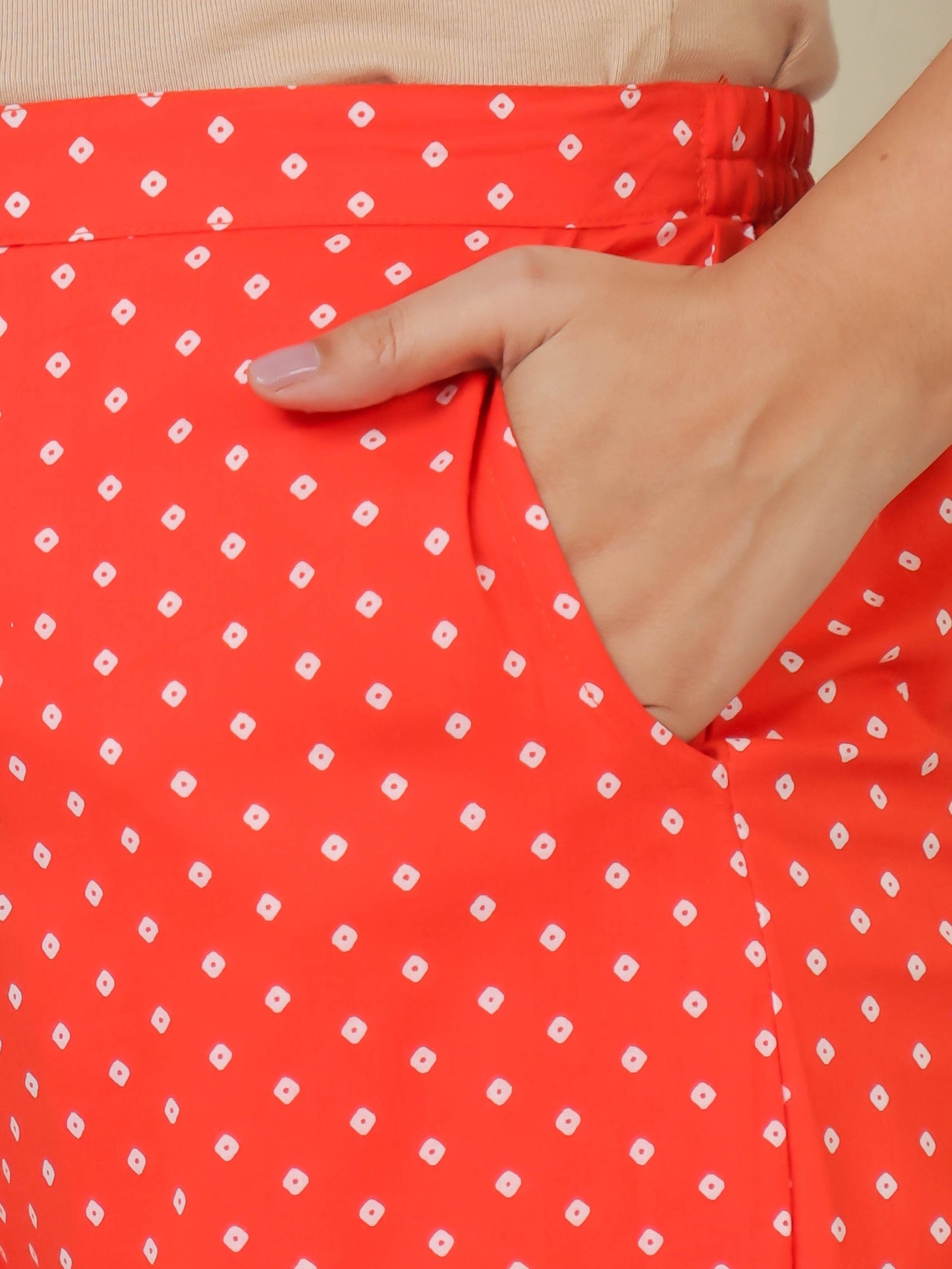 Soft Cotton Bandhani Orange Straight Trousers