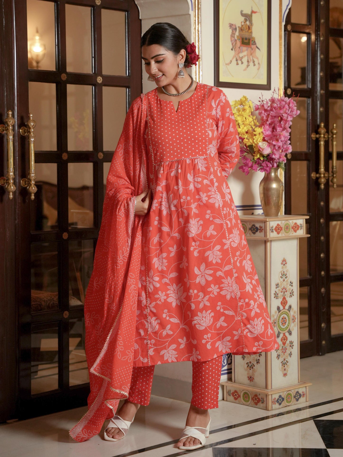 Cotton Voile Bandhani Orange Dupatta