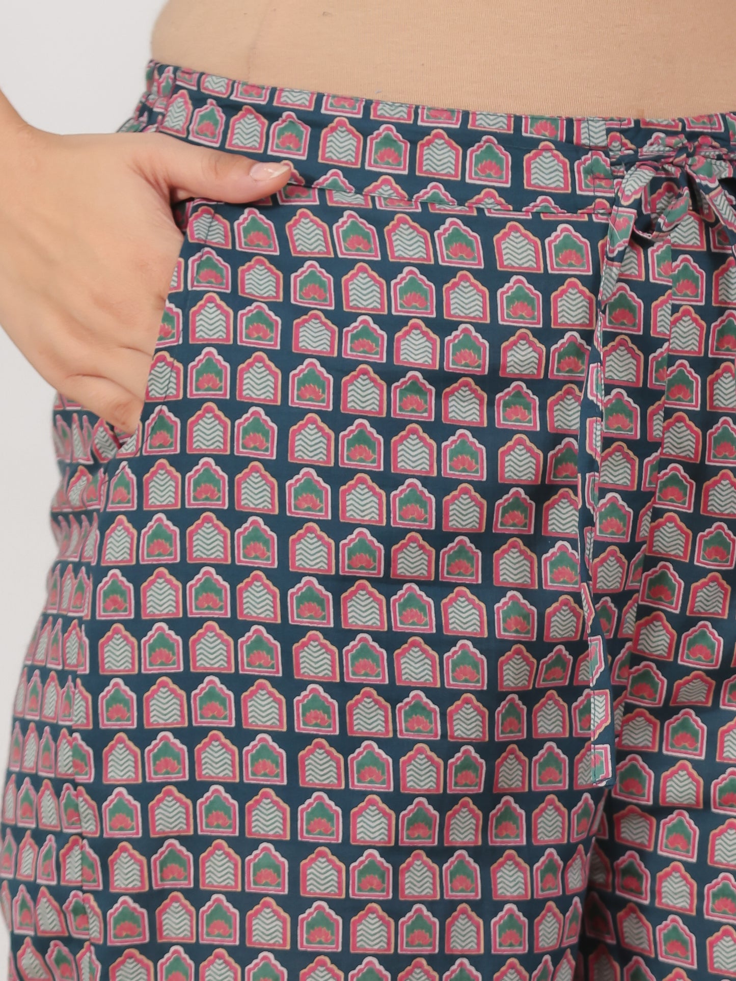 Soft Cotton Ajrakh Blue Straight Trousers