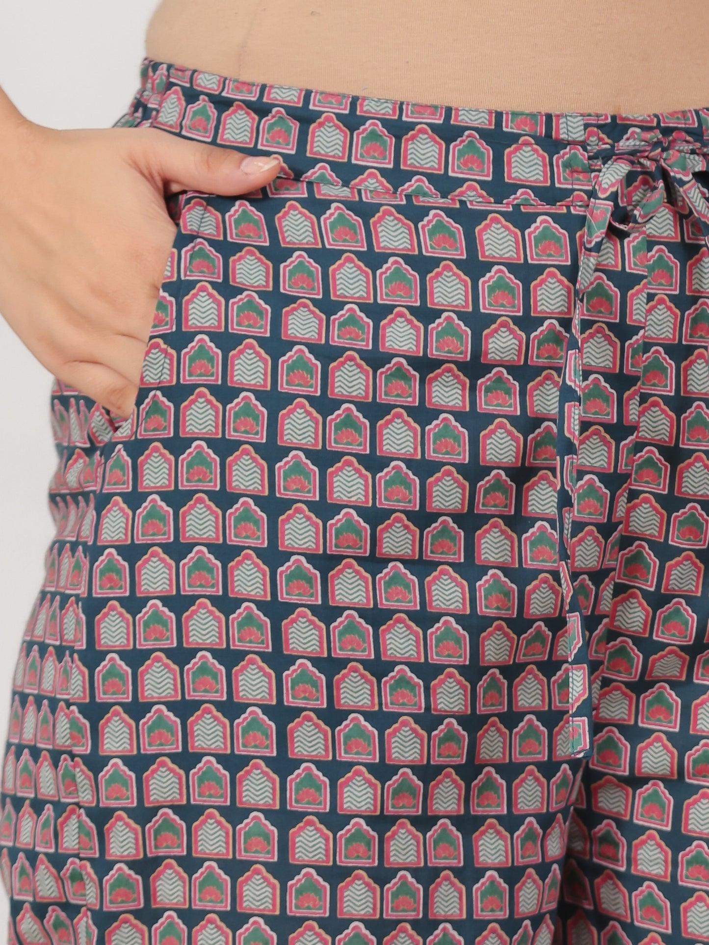 Soft Cotton Ajrakh Blue Straight Trousers