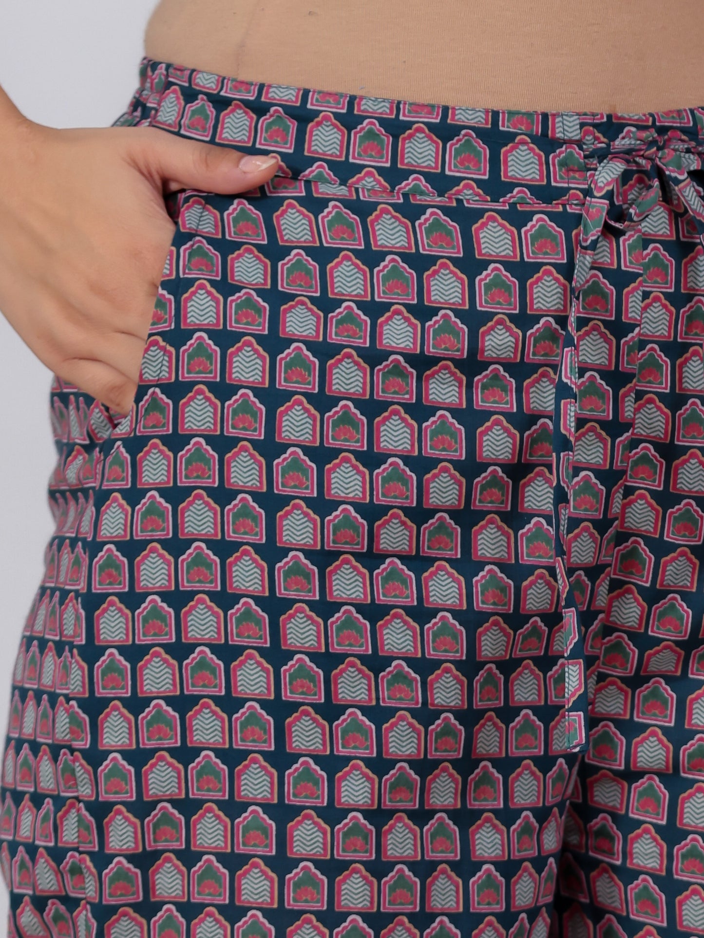 Soft Cotton Animal Angrakha Blue Kurta