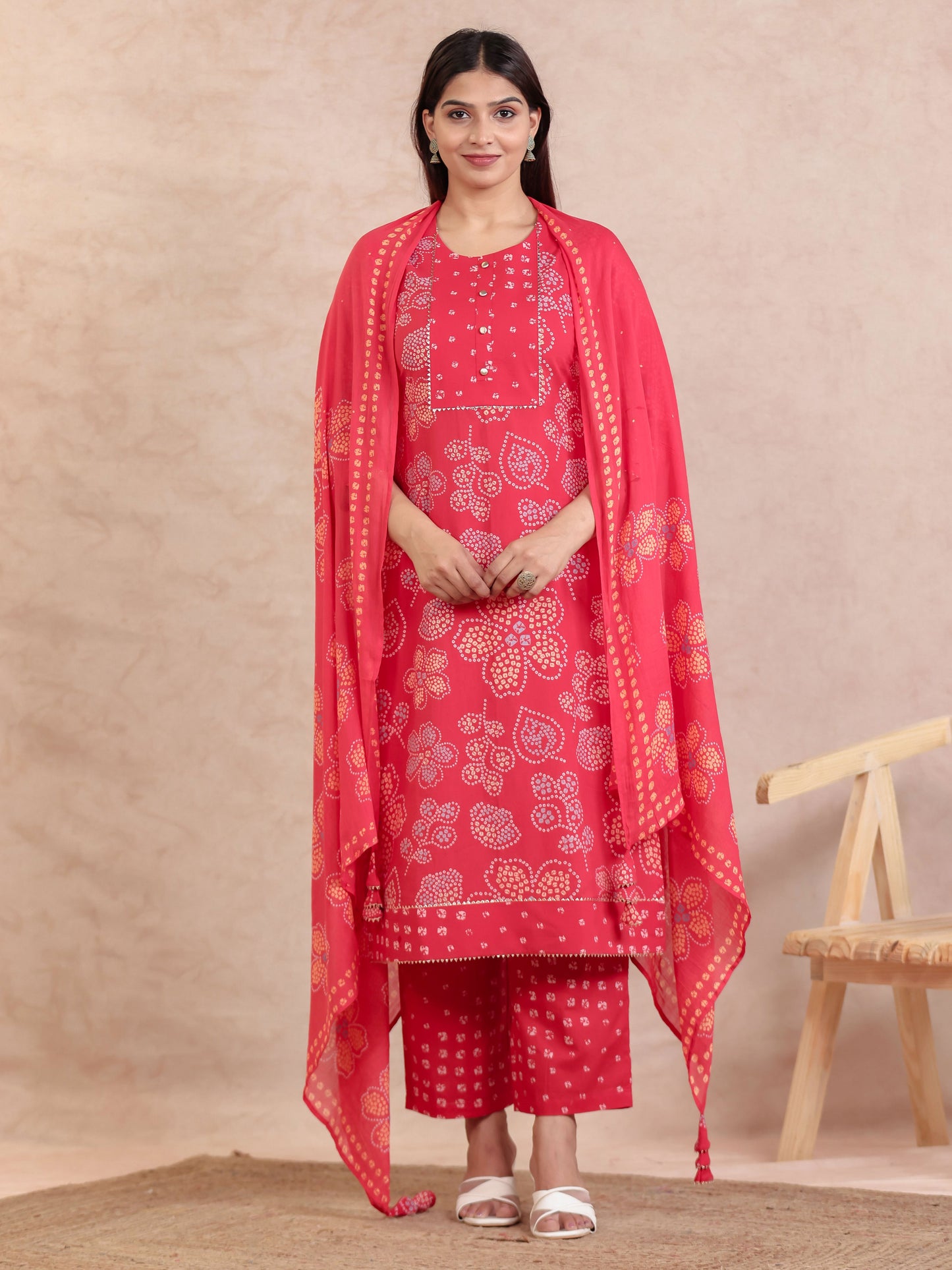 Cotton Voile Bandhani Orange Dupatta