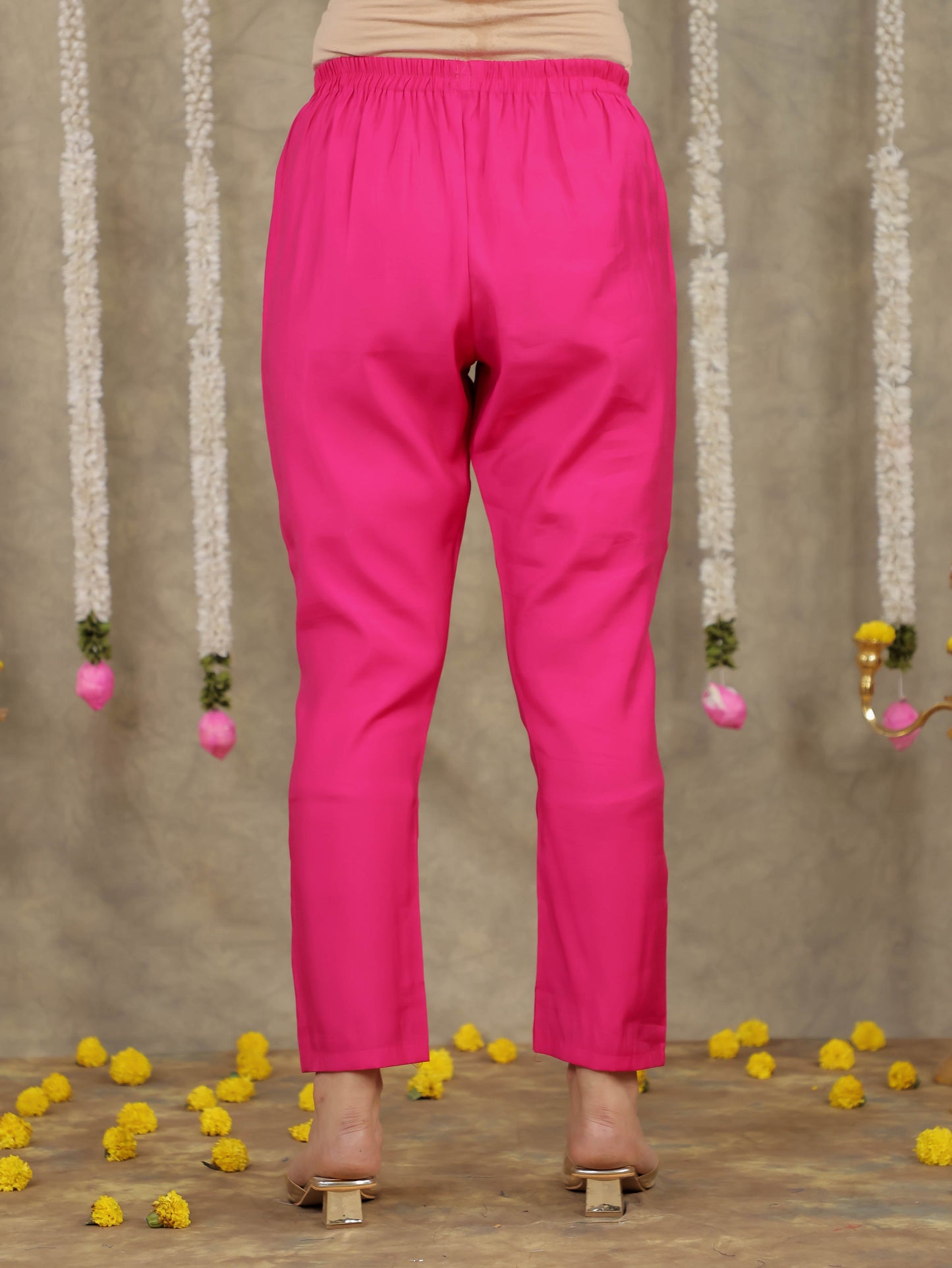 Embroidered Chanderi Solid Pink Kurta