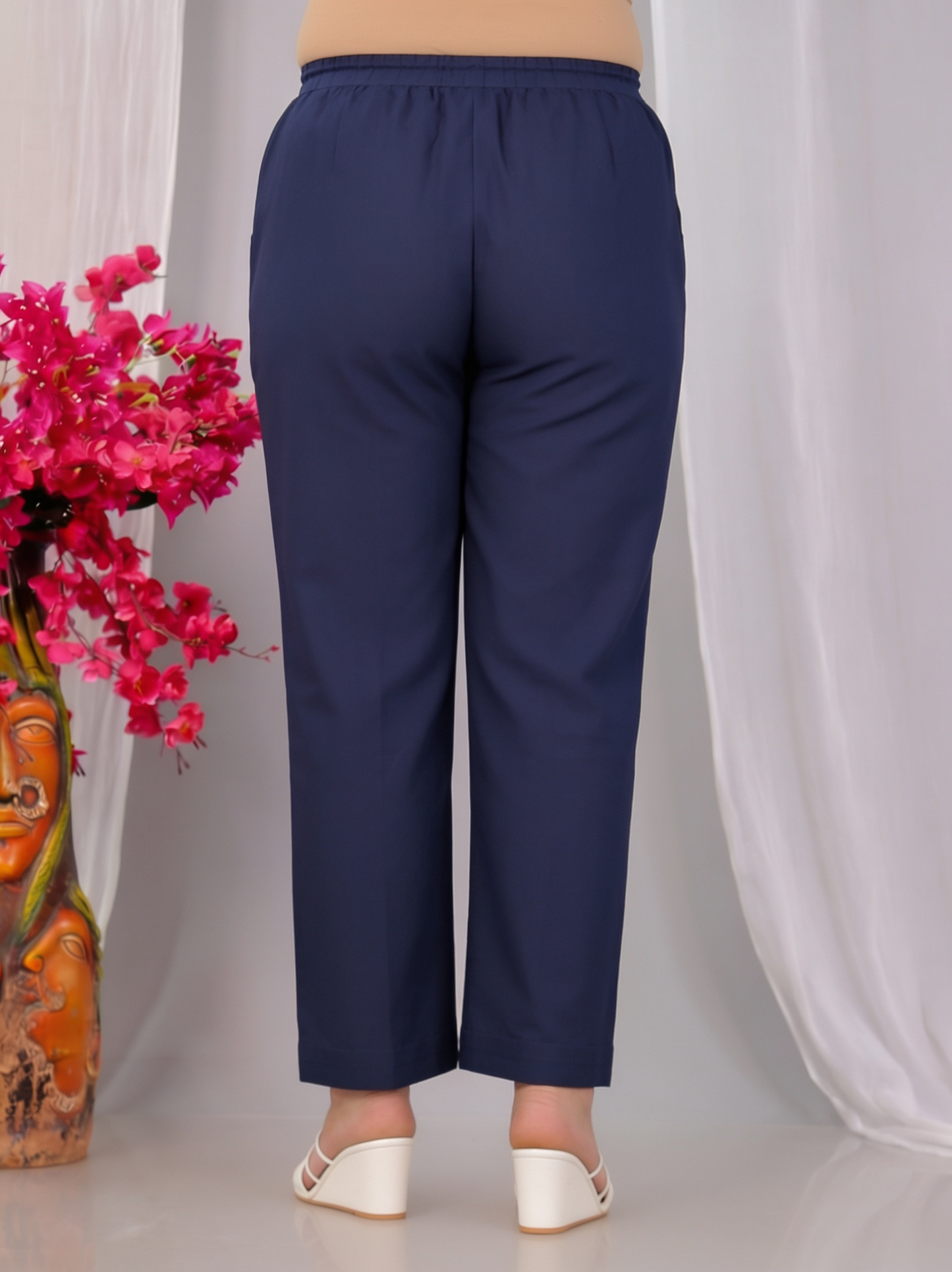 Soft Cotton Placement Print A-line Blue Kurta