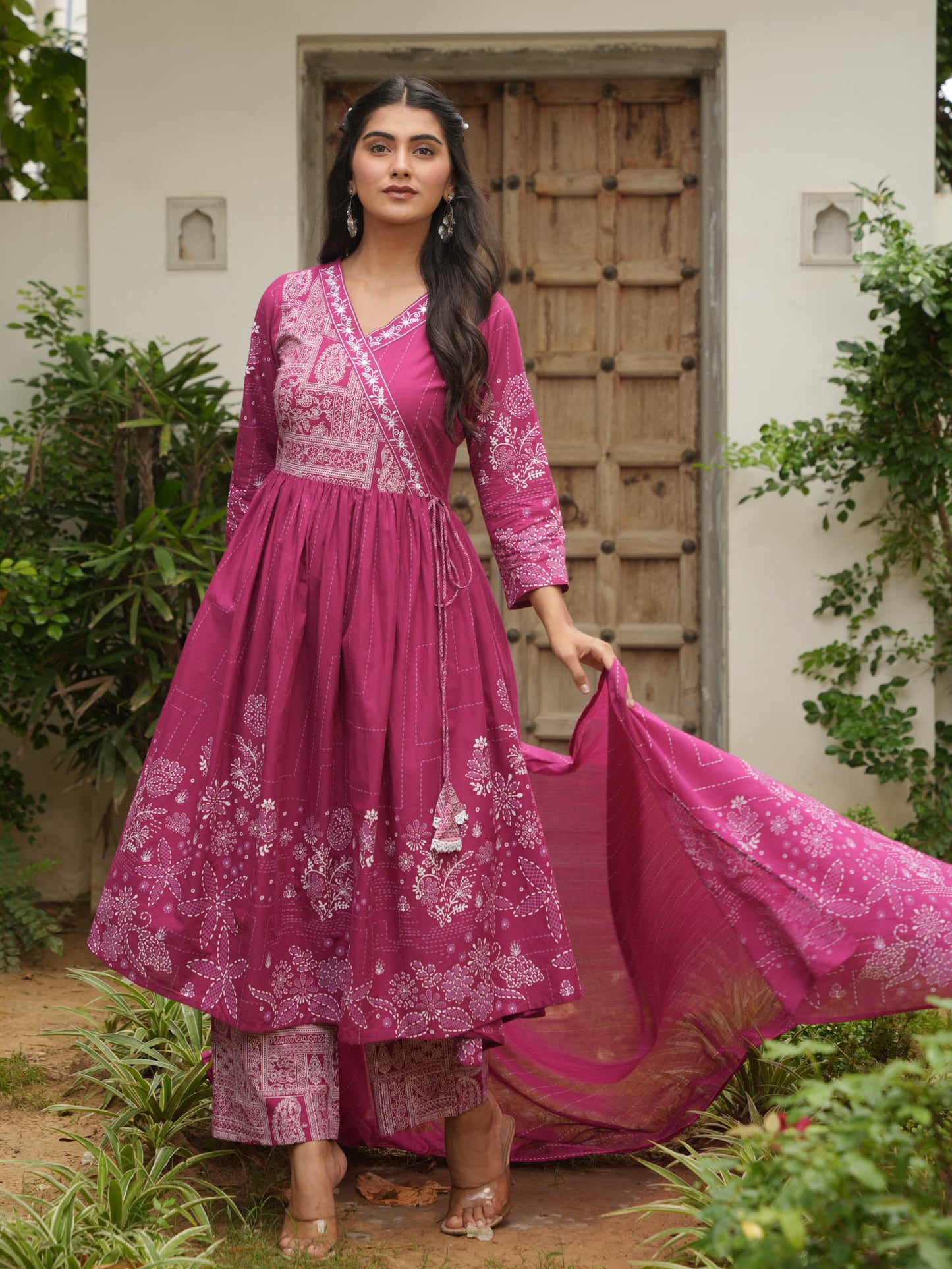Cotton Voile Placement Print Purple Dupatta