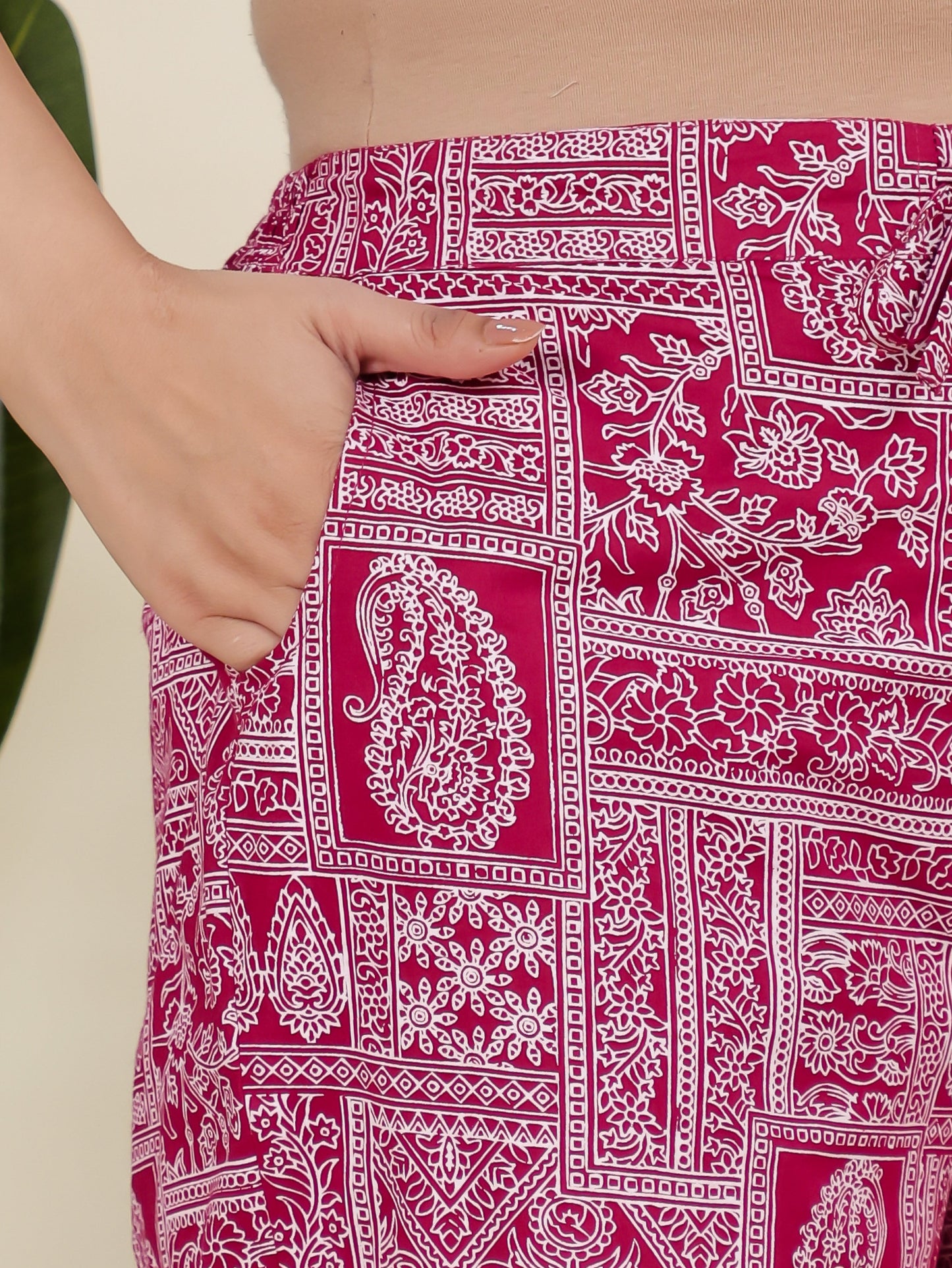 Embroidered Soft Cotton Placement Print Angrakha Purple Kurta