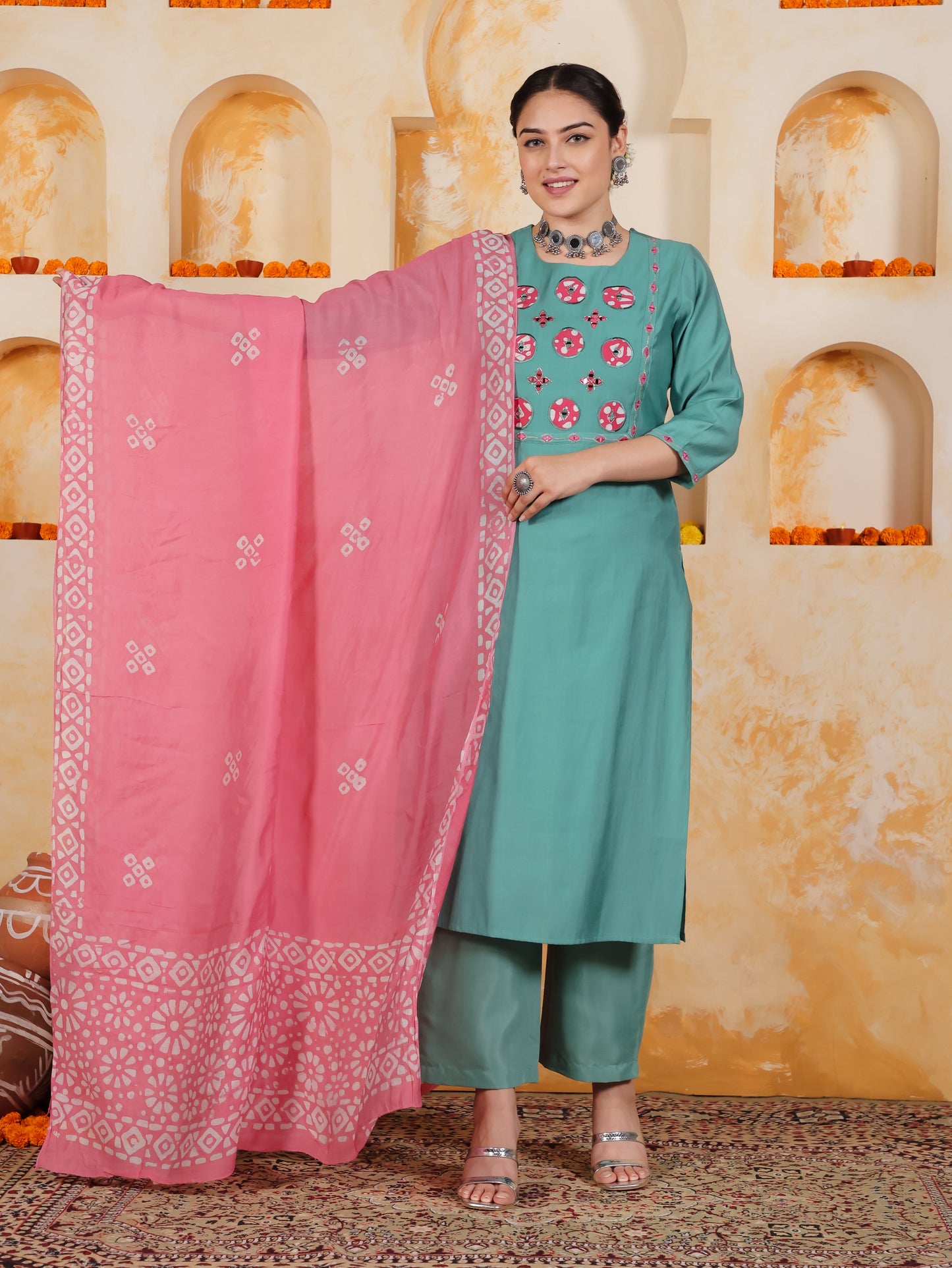 Blended Silk Bandhani Pink Dupatta