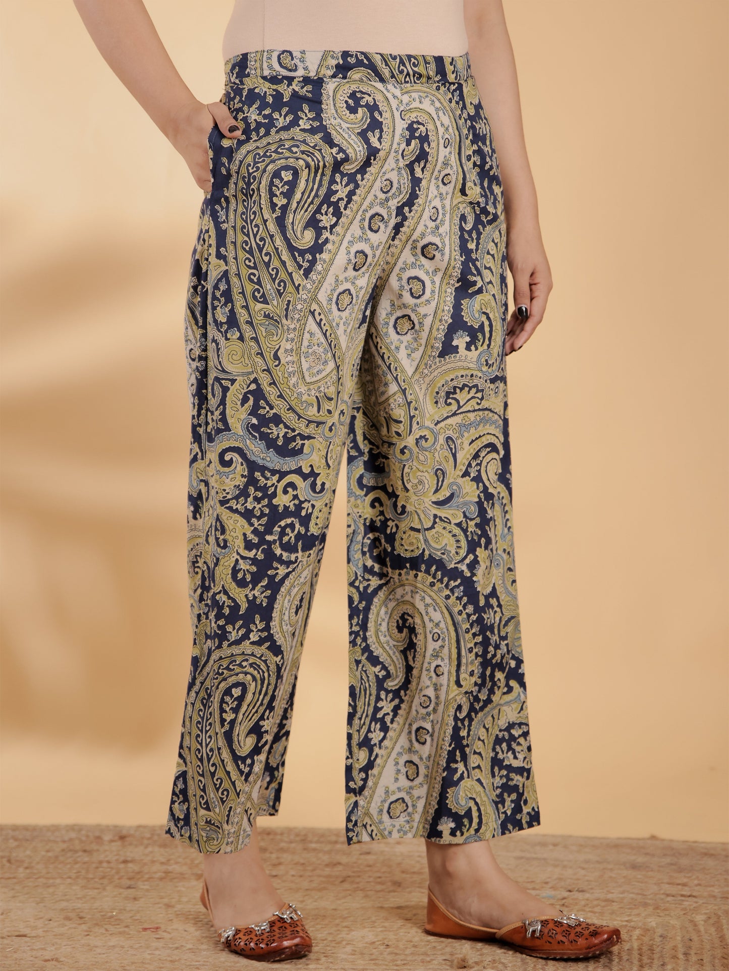 Soft Cotton Paisley Blue Palazzo
