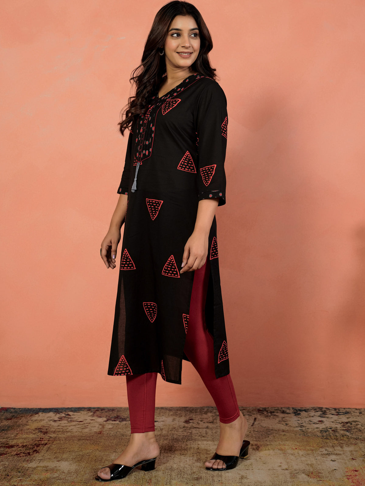 Cotton Knit Solid Maroon Tummy Tucker Leggings