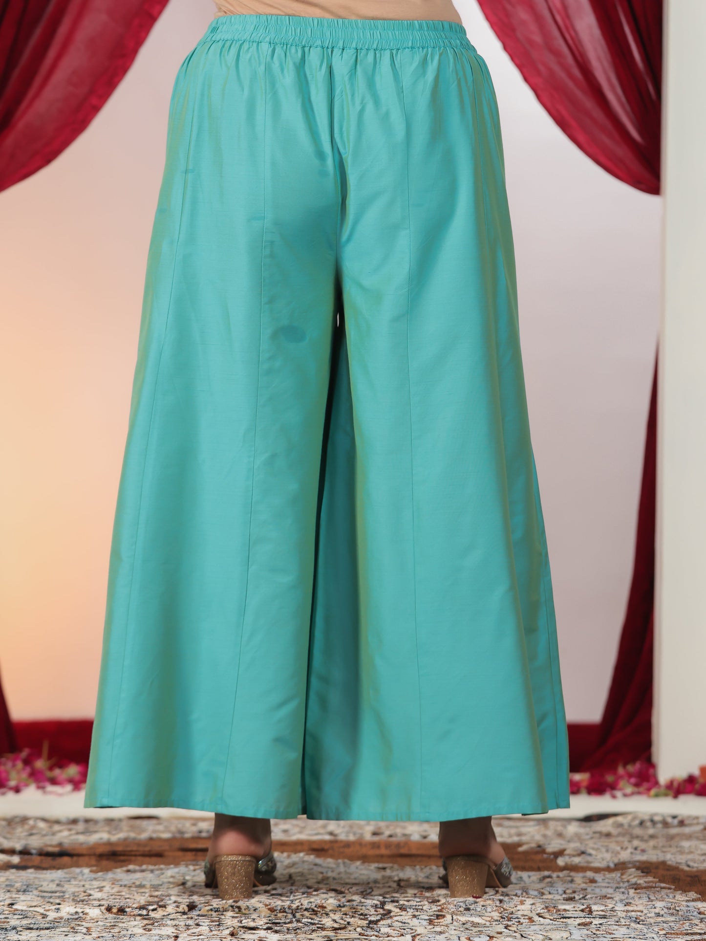 Chanderi Solid Turquoise Palazzo