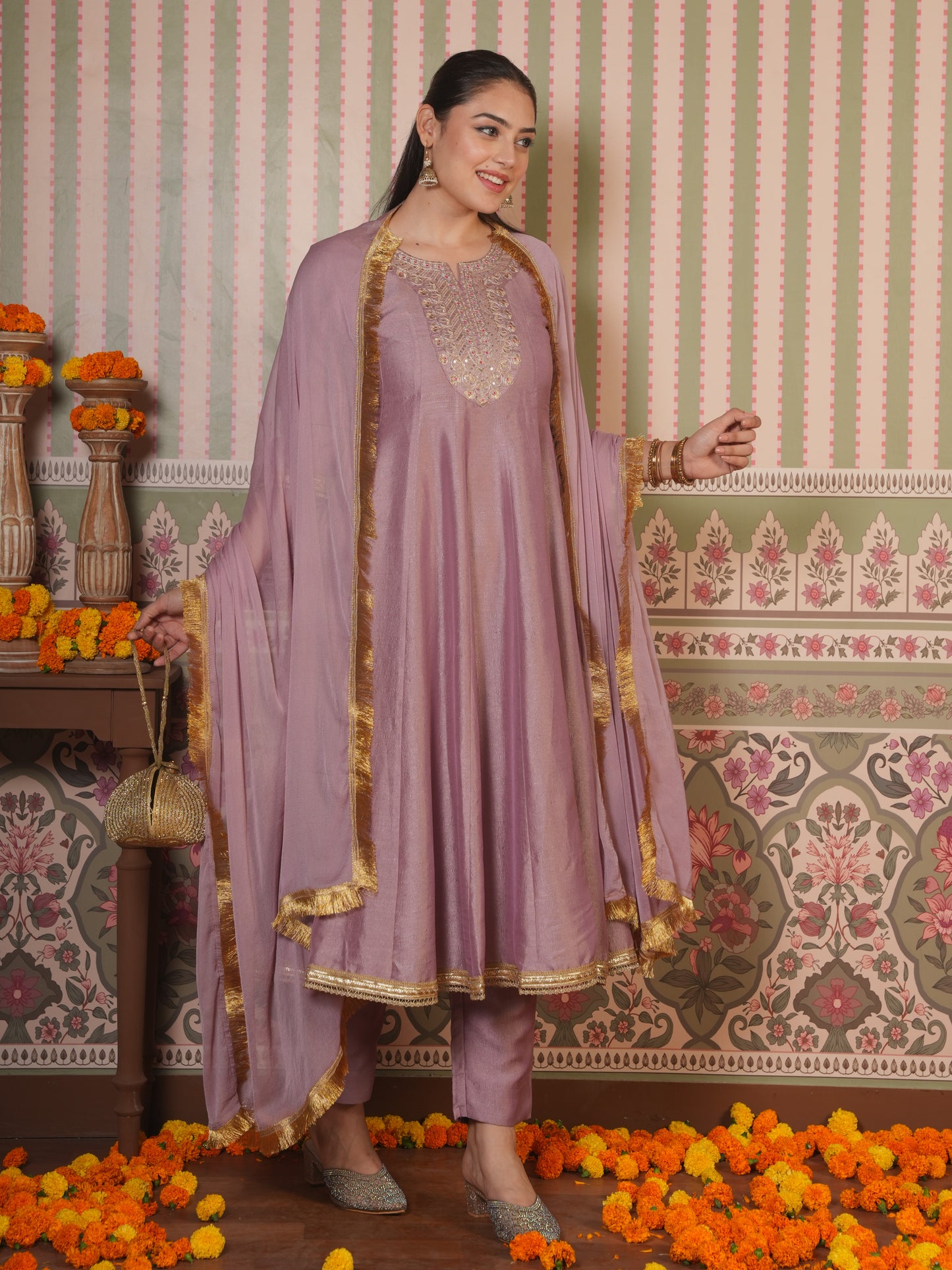 Blended Silk Solid Onion Pink Dupatta